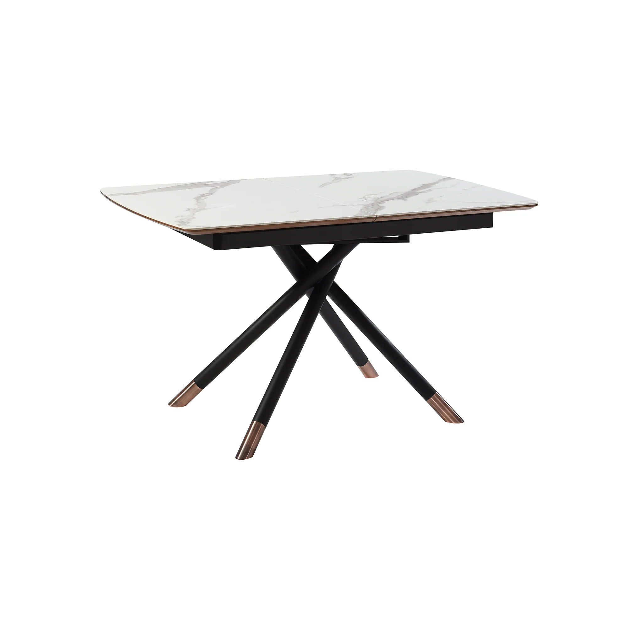 Alora Extendable Dining Table with Light Gray Ceramic and Wood Top and Metal Legs By Armen Living - Image 5
