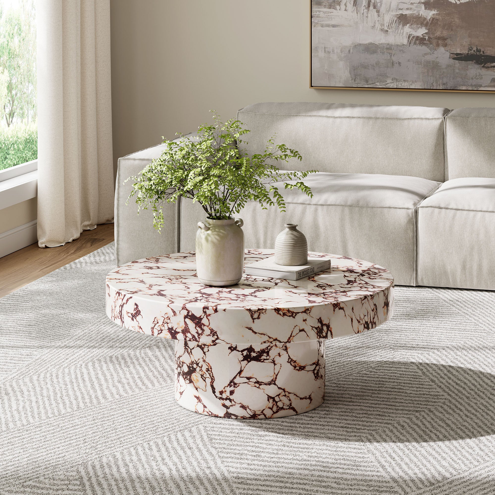 Alora Indoor - Outdoor Patio Concrete Round Coffee Table by Modway - Image 19