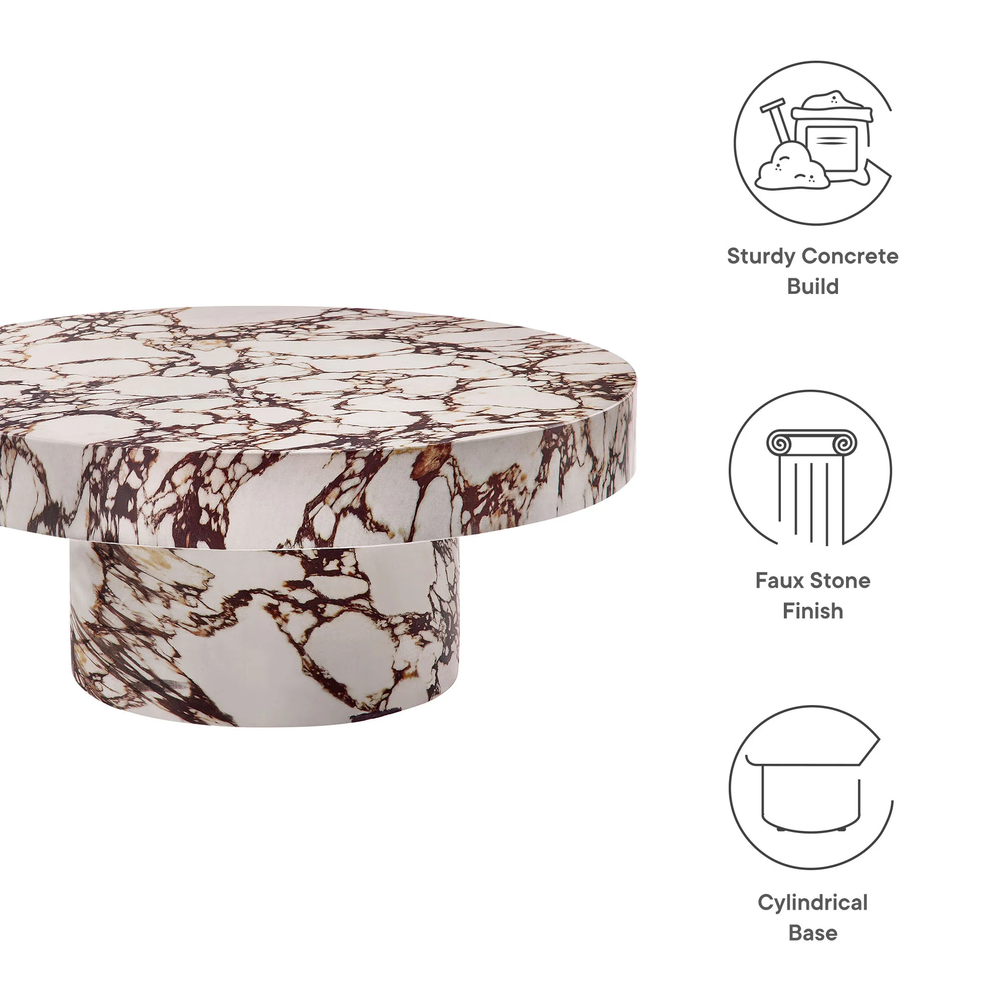 Alora Indoor - Outdoor Patio Concrete Round Coffee Table by Modway - Image 22