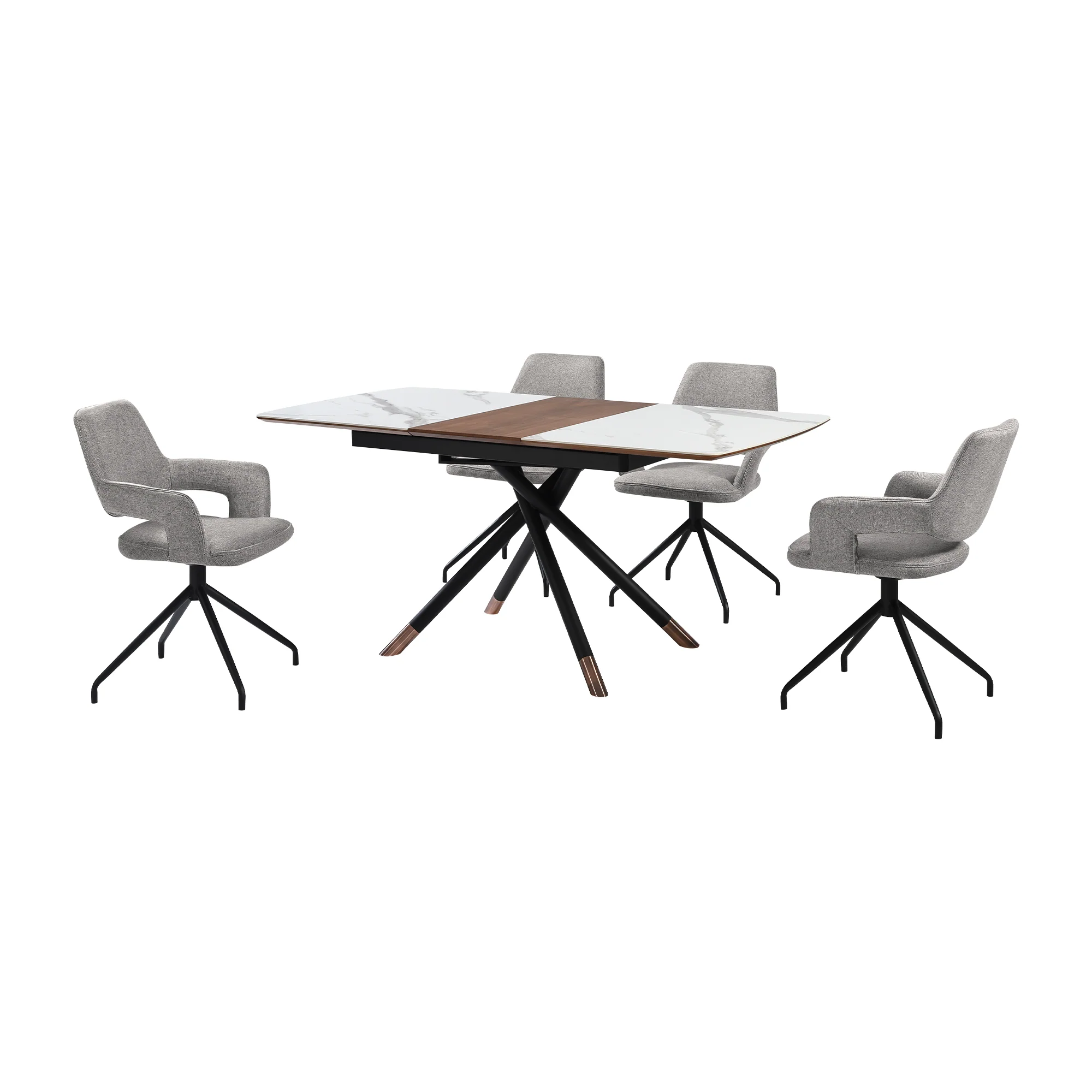 Alora Penny 5 Piece Extendable Dining Set with Gray Fabric Chairs By Armen Living - Image 2