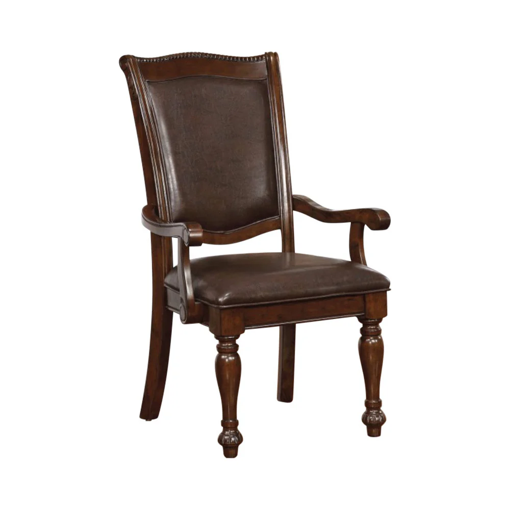 Alpena Traditional Arm Chair, Brown Cherry, Set Of 2 By Benzara - Image 2