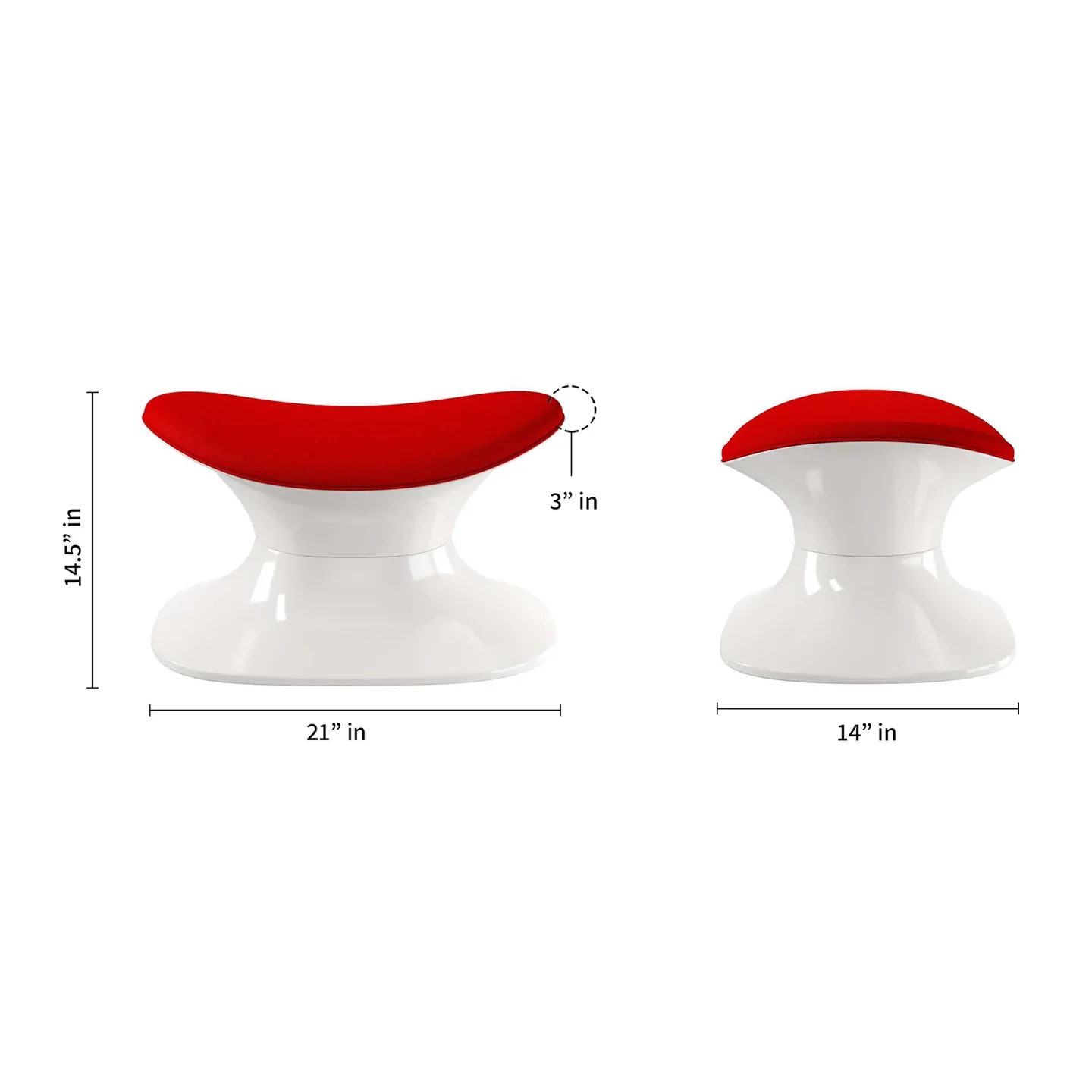 Alpha Ottoman, Red By World Modern Design - Image 2