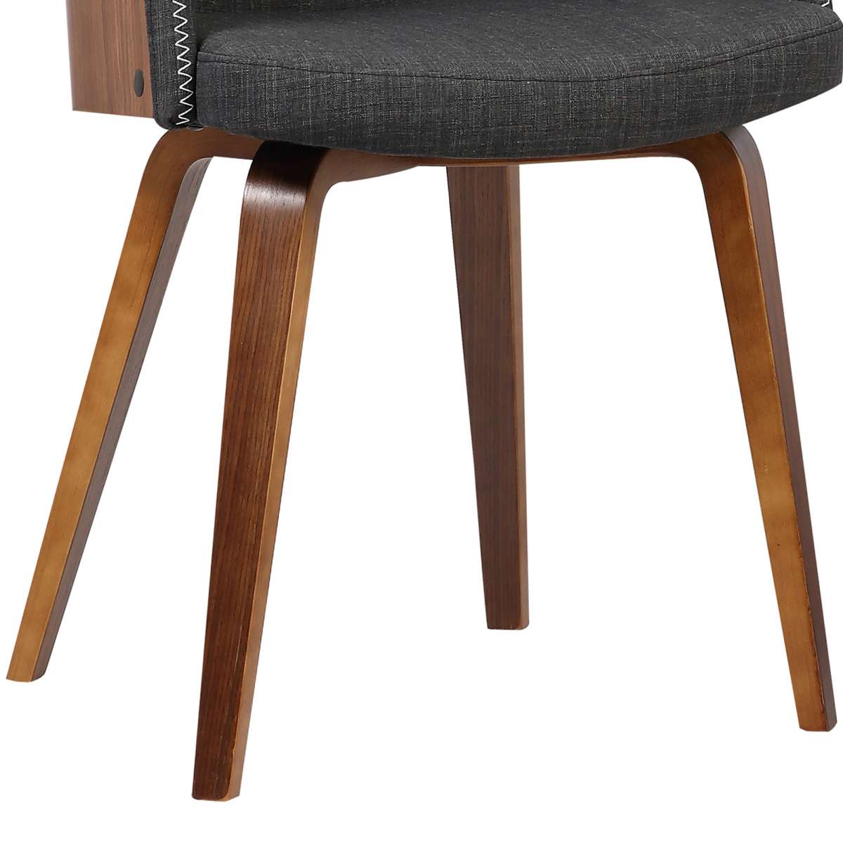 Alpine Mid-Century Dining Chair in Charcoal Fabric with Walnut Wood By Armen Living - Image 6