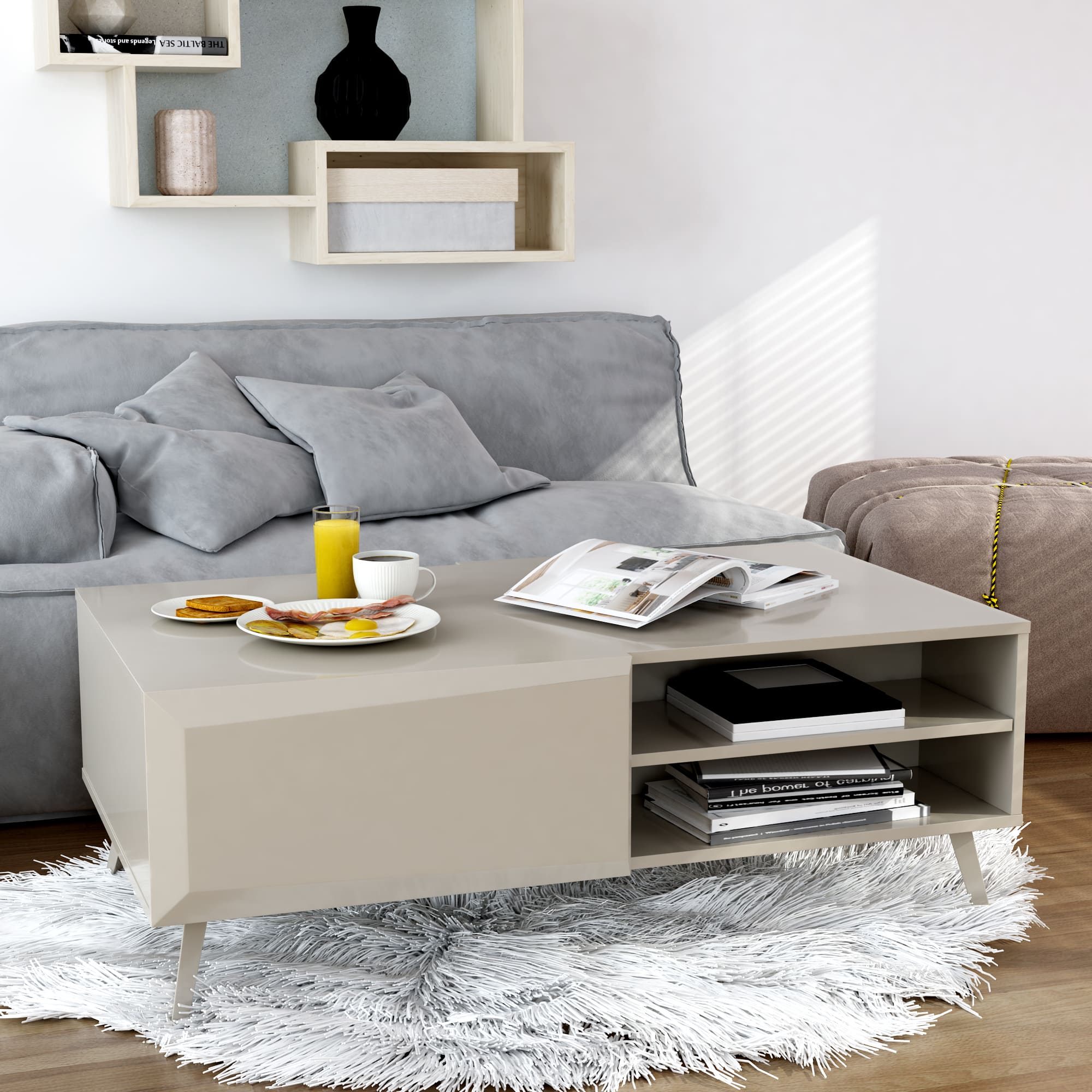 Altus 43" Coffee Table Gloss Grey By Anderson Teak - Image 2