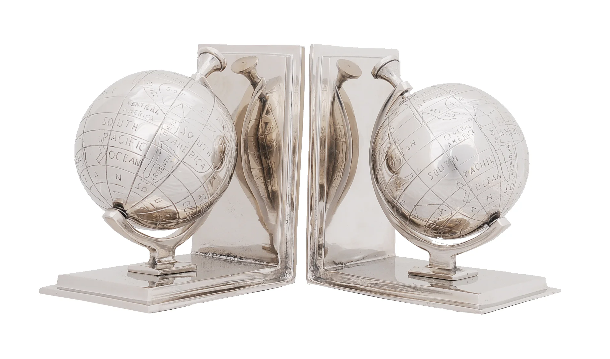 Alum Globe Bookend Set Of Two By Homeroots - Image 2