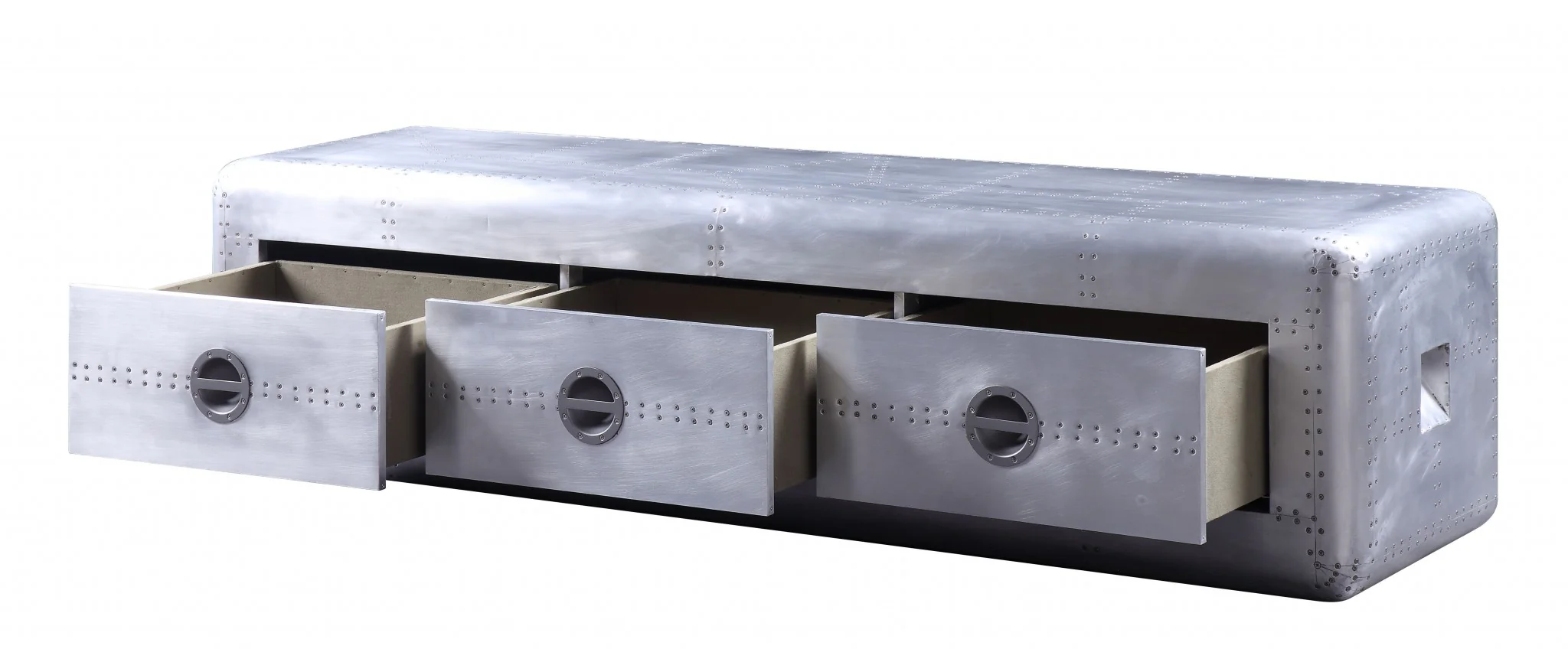 Aluminum Engineered Wood TV Stand By Homeroots - Image 2