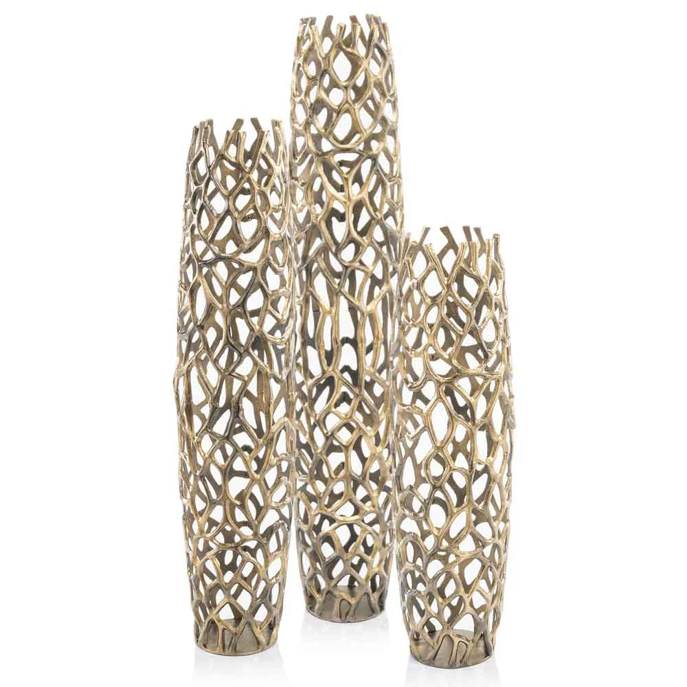 Aluminum Gold Twigs Cylinder Floor Vase By Homeroots - Image 2