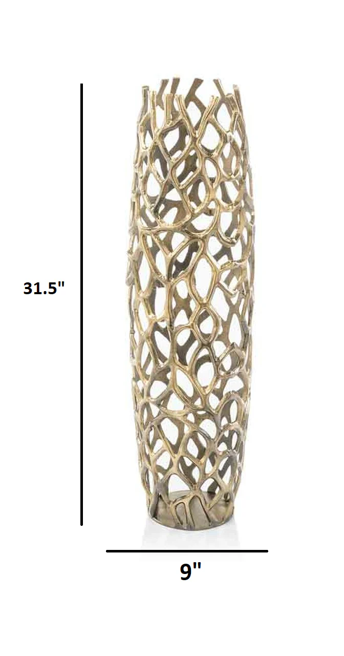 Aluminum Gold Twigs Cylinder Floor Vase By Homeroots - Image 3