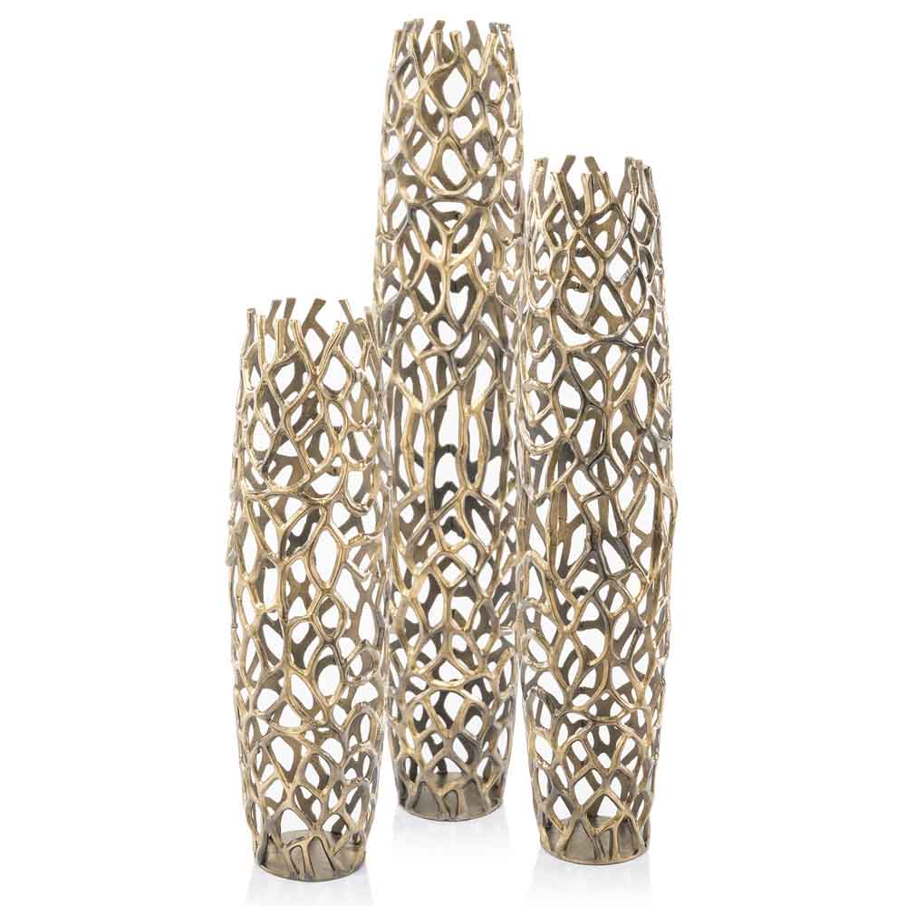 Aluminum Gold Twigs Cylinder Floor Vase By Homeroots - Image 5