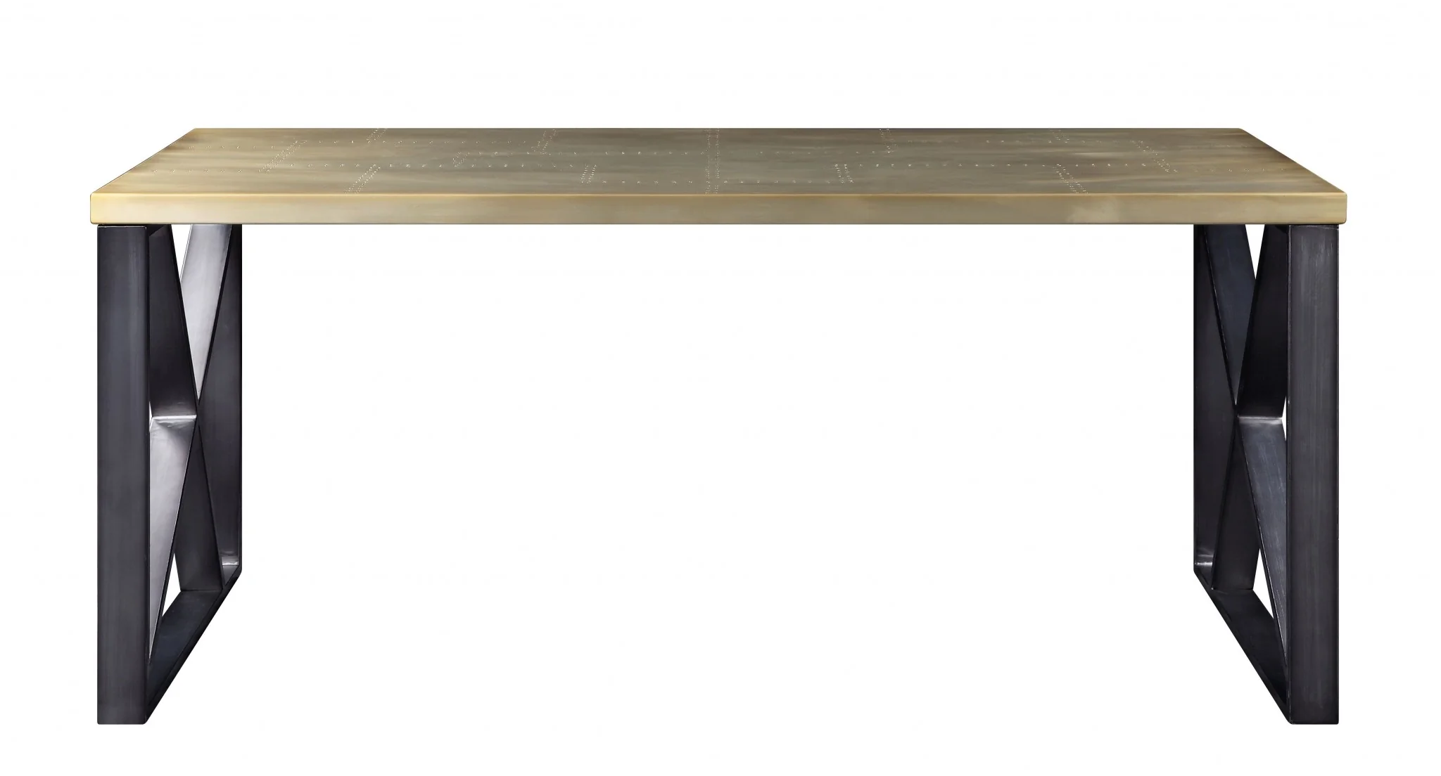 Aluminum, Metal, and Engineered Wood Desk, Gold Aluminum By Homeroots - Image 3