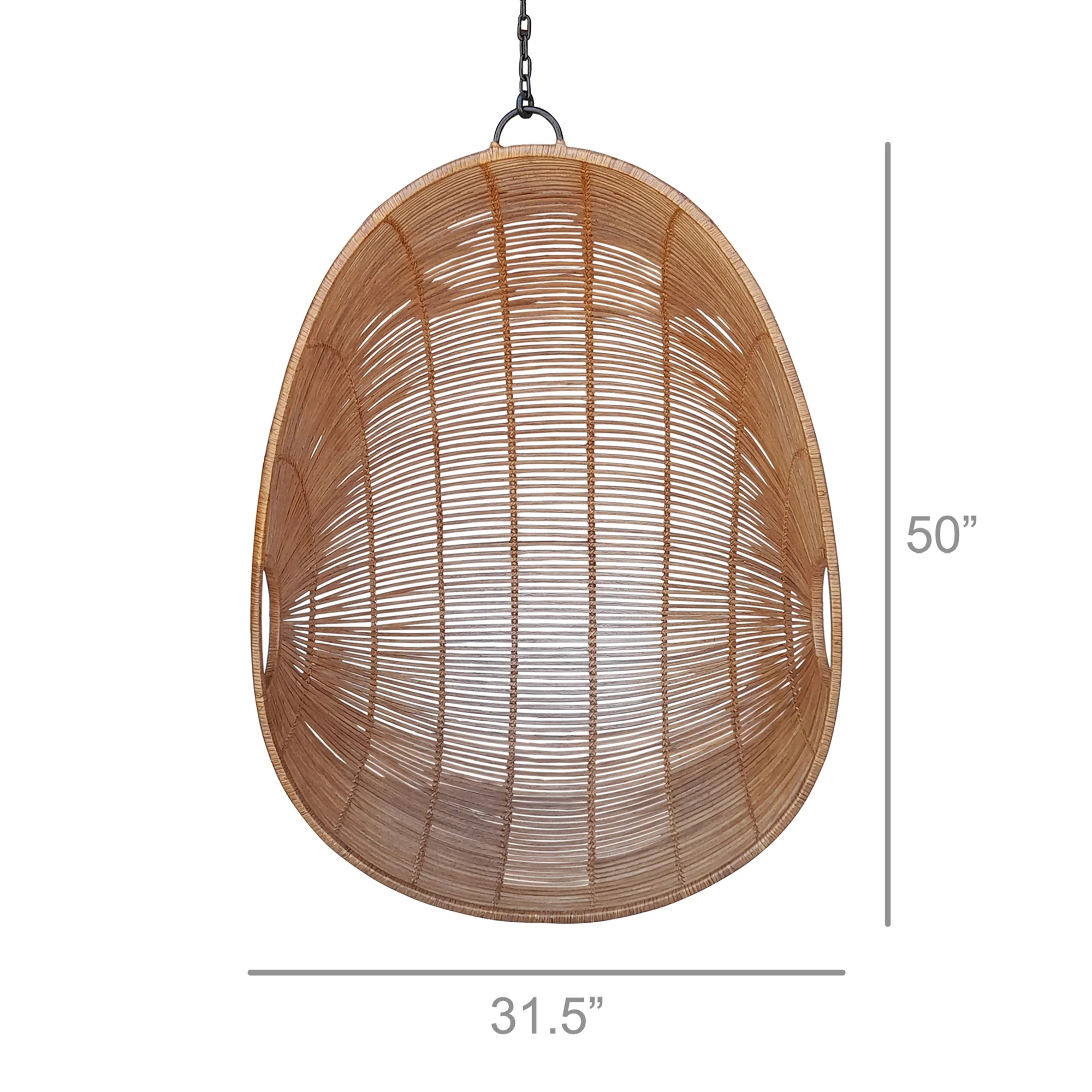 Alva Hanging Chair, Iron & Rattan By HomArt - Image 3