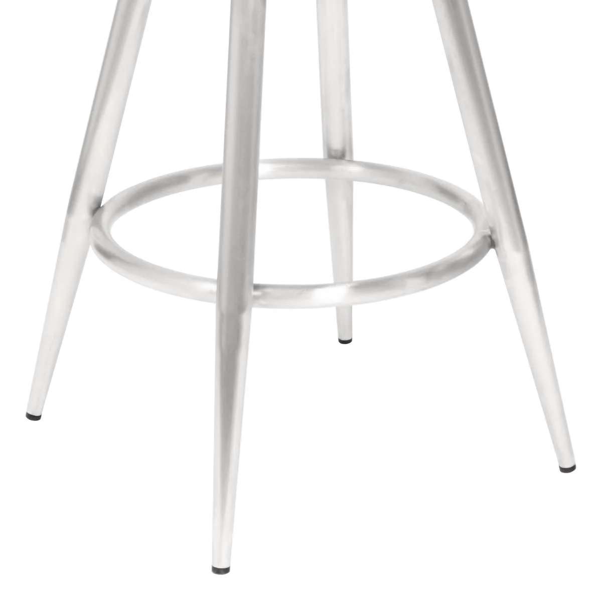 Amador 26" Counter Height Barstool in Brushed Stainless Steel and Vintage Black Faux Leather By Armen Living - Image 5