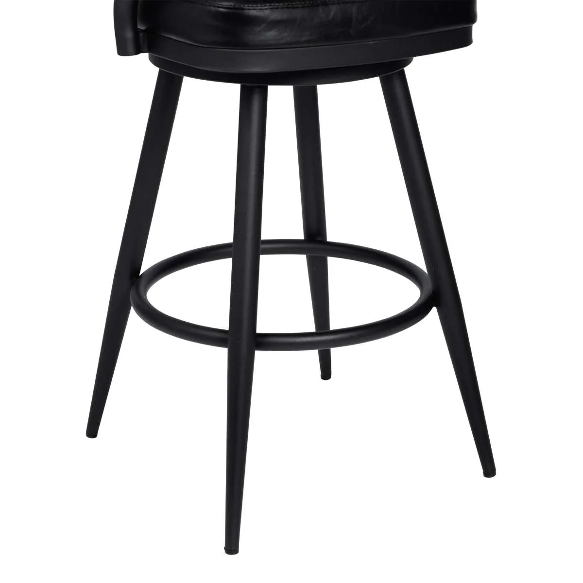 Amador 30" Bar Height Barstool in a Black Powder Coated Finish and Vintage Black Faux Leather By Armen Living - Image 4