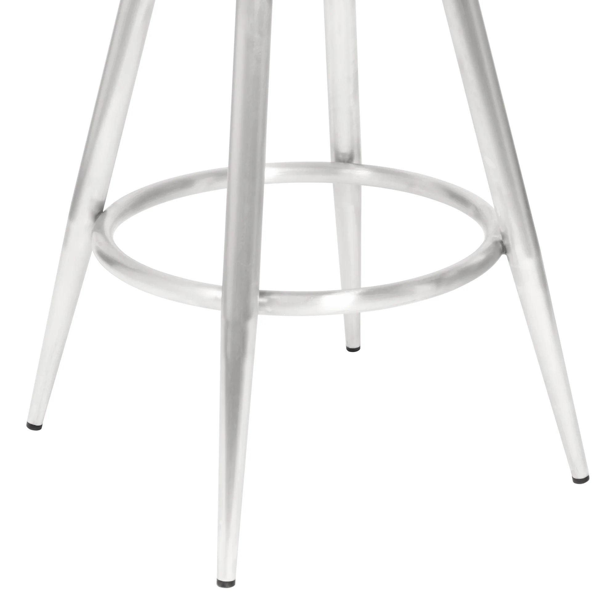 Amador 30" Bar Height Barstool in Brushed Stainless Steel and Vintage Black Faux Leather By Armen Living - Image 6