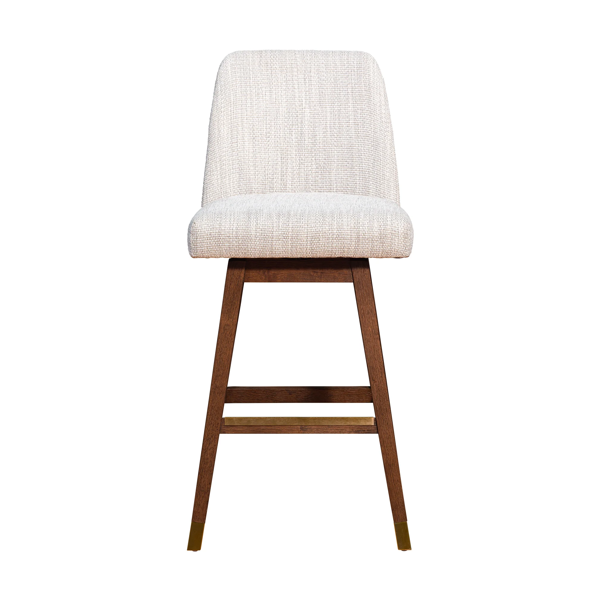 Amalie Swivel Bar Stool in Brown Oak Wood Finish with Beige Fabric By Armen Living - Image 4