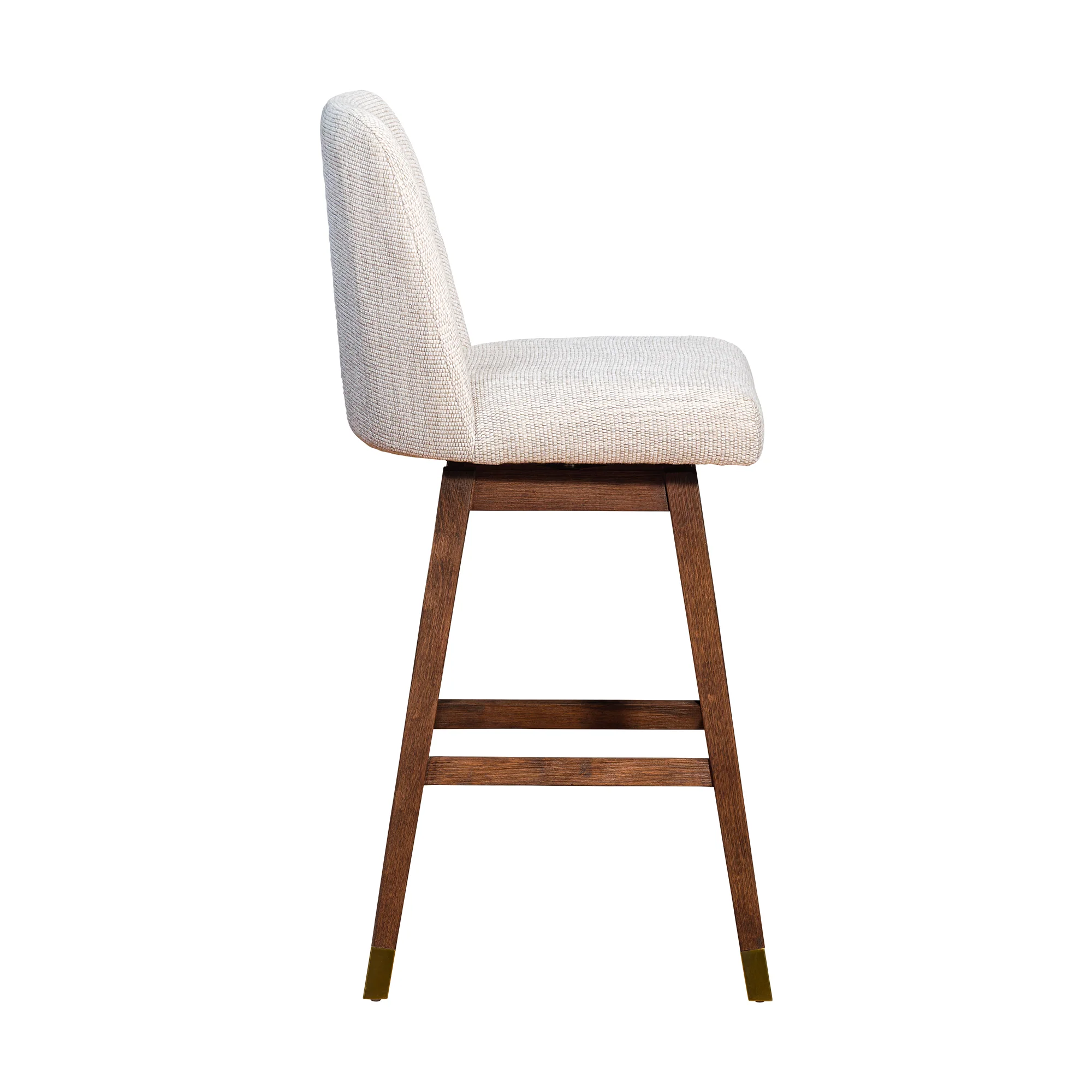 Amalie Swivel Bar Stool in Brown Oak Wood Finish with Beige Fabric By Armen Living - Image 5