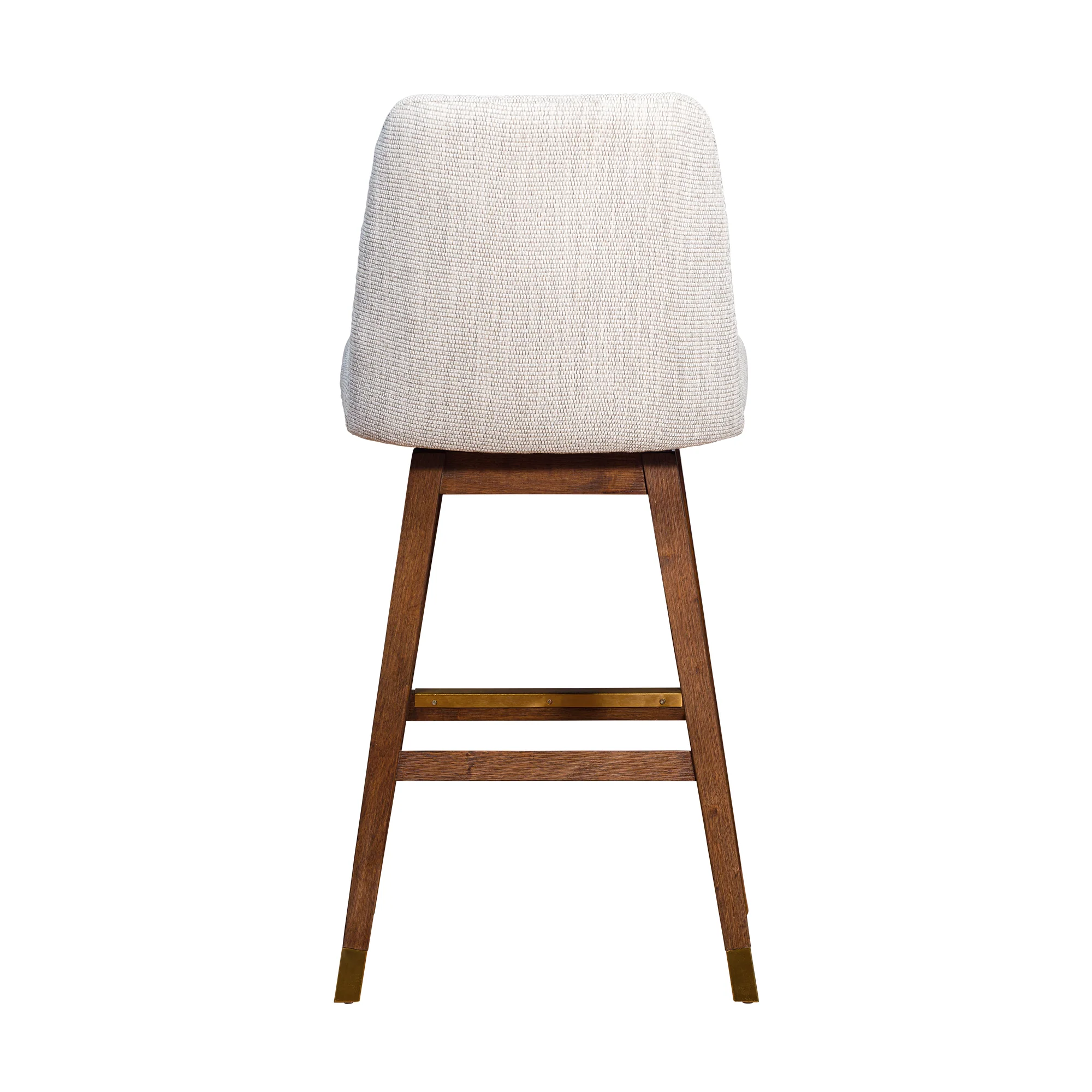 Amalie Swivel Bar Stool in Brown Oak Wood Finish with Beige Fabric By Armen Living - Image 6