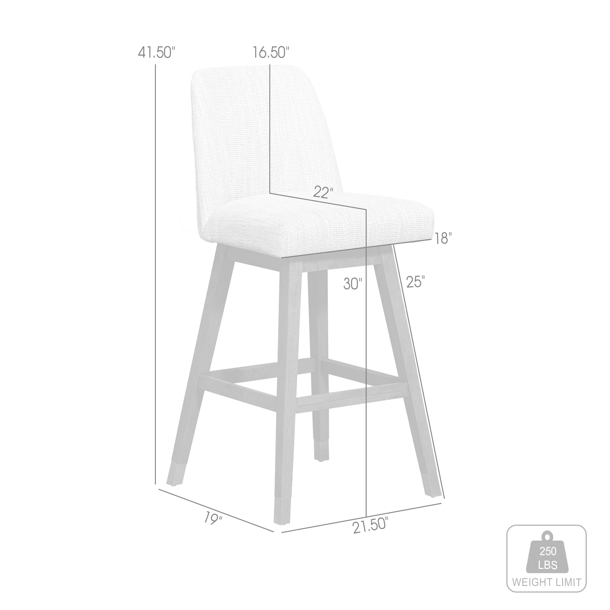 Amalie Swivel Bar Stool in Brown Oak Wood Finish with Beige Fabric By Armen Living - Image 9