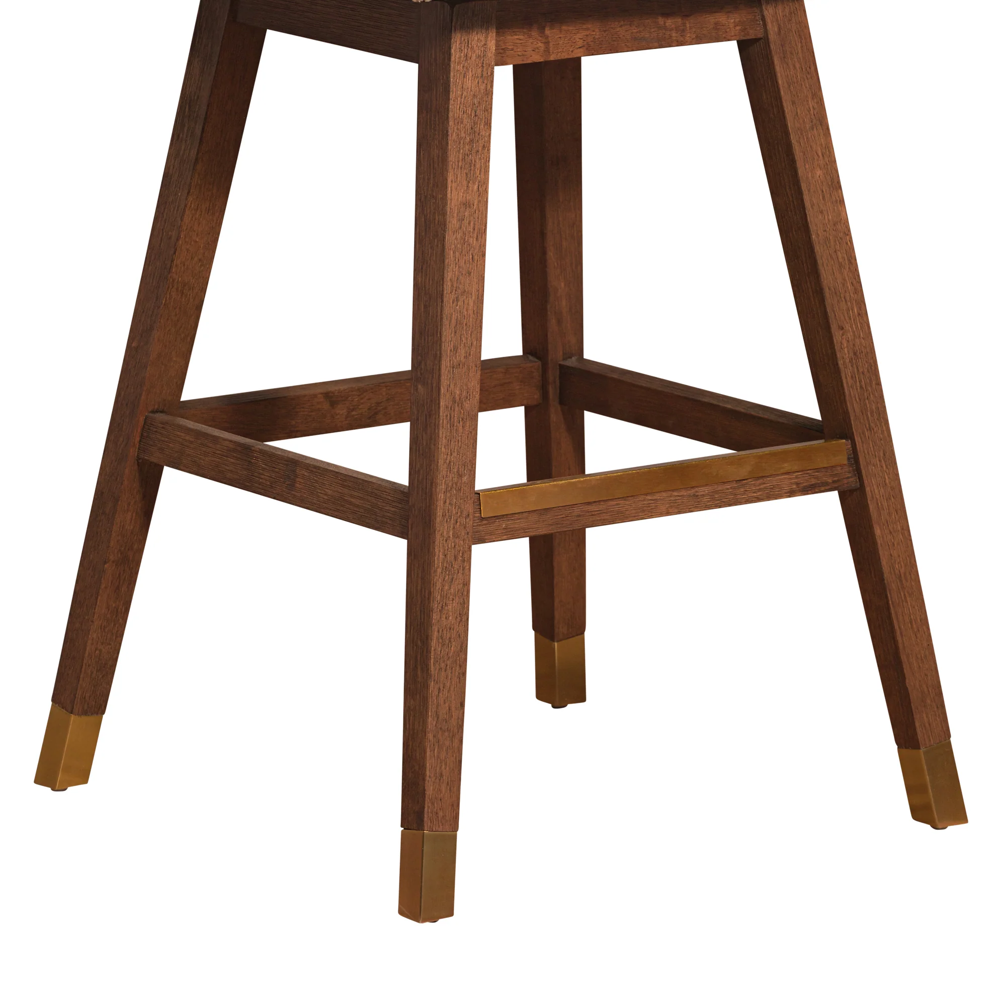 Amalie Swivel Bar Stool in Brown Oak Wood Finish with Taupe Boucle Fabric By Armen Living - Image 8