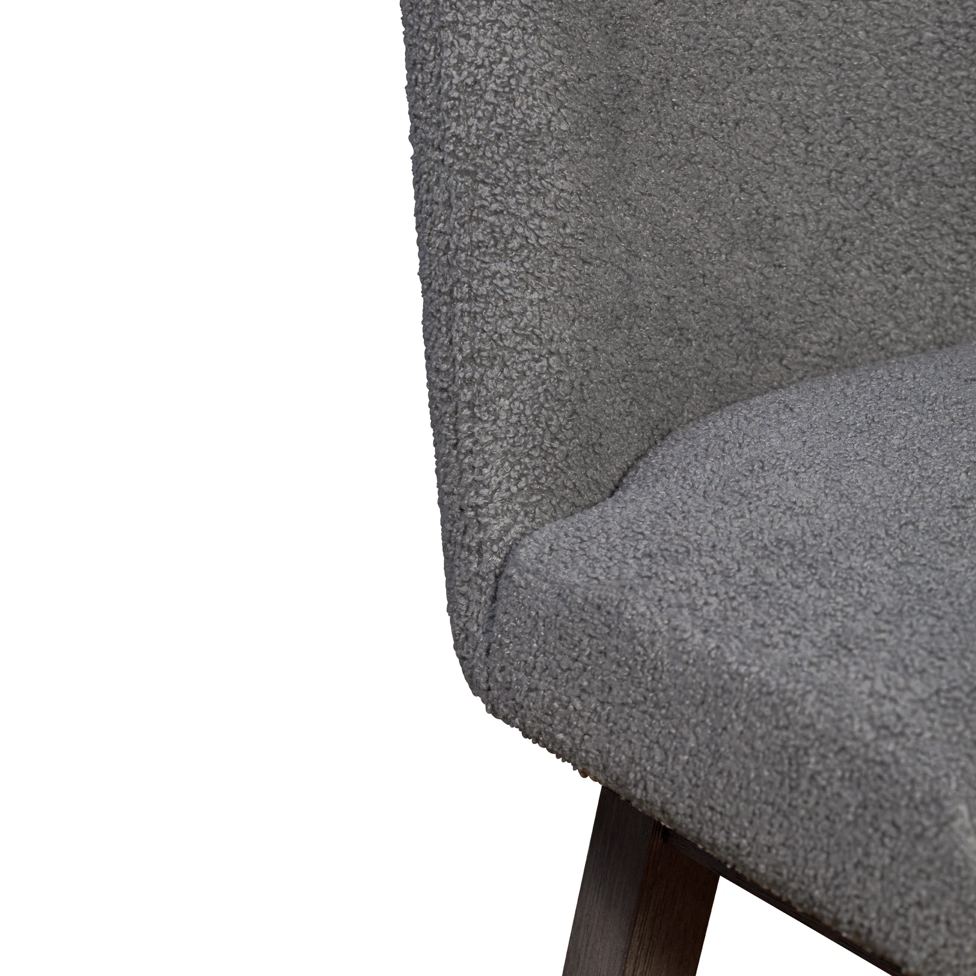 Amalie Swivel Bar Stool in Grey Oak Wood Finish with Grey Boucle Fabric By Armen Living - Image 10