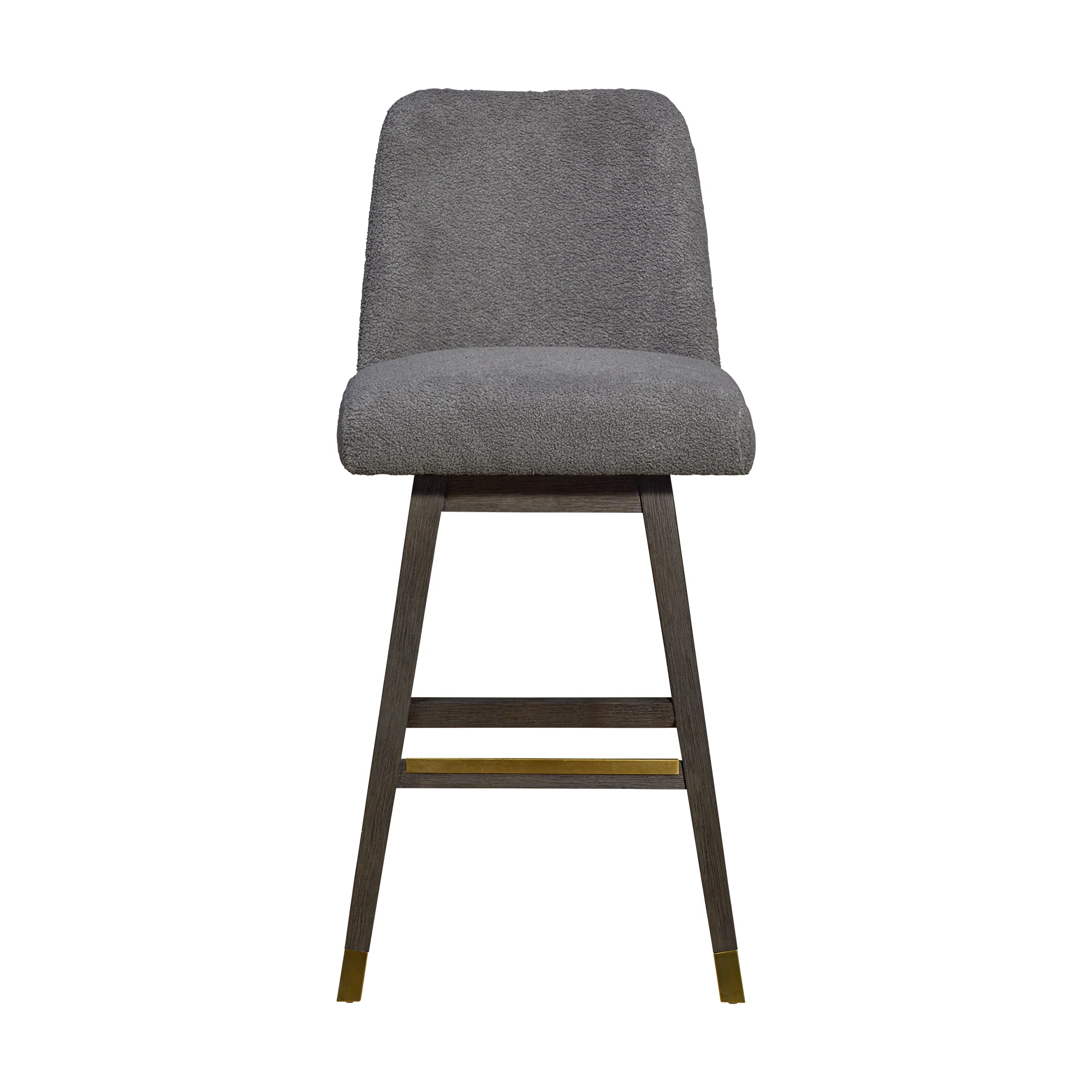 Amalie Swivel Bar Stool in Grey Oak Wood Finish with Grey Boucle Fabric By Armen Living - Image 4