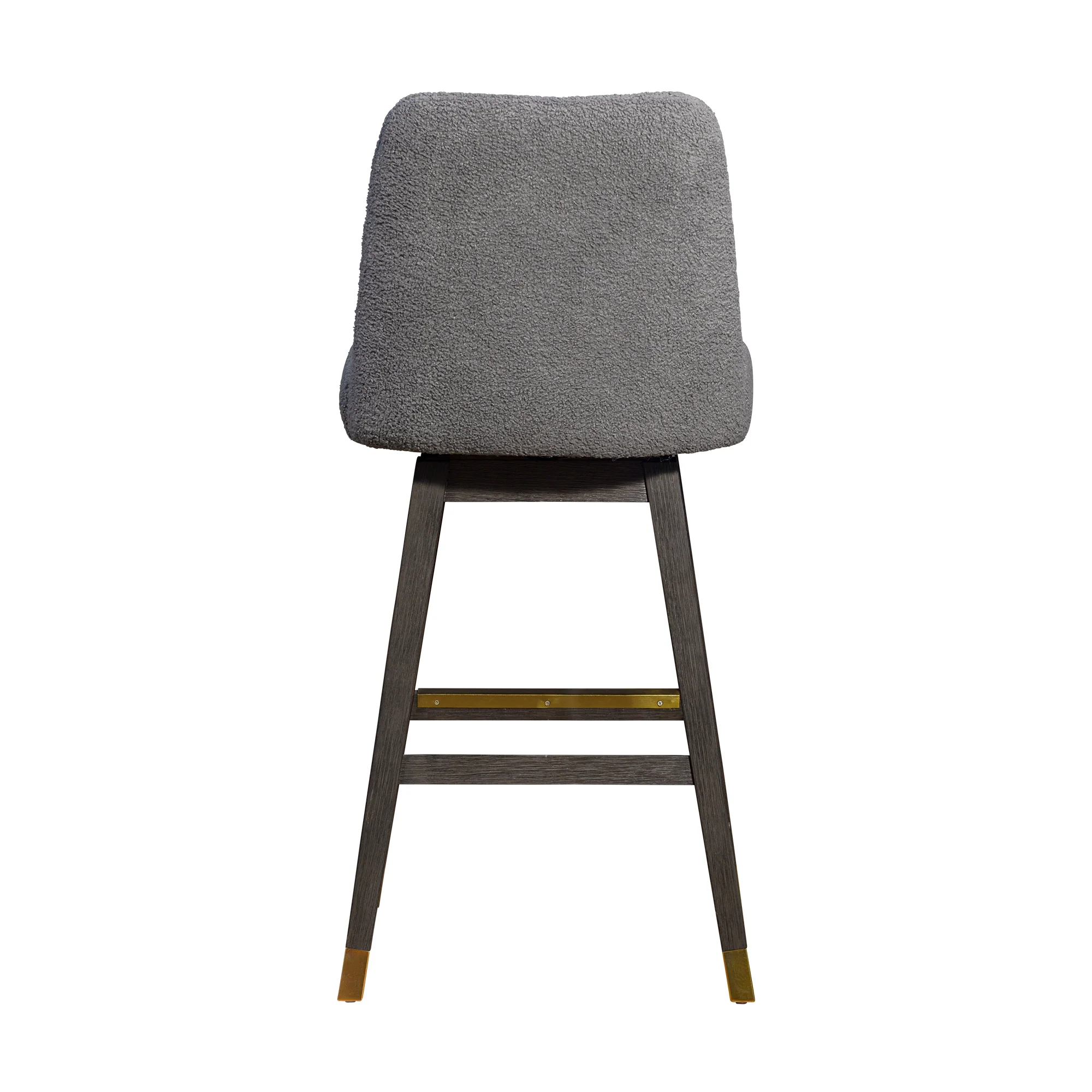 Amalie Swivel Bar Stool in Grey Oak Wood Finish with Grey Boucle Fabric By Armen Living - Image 6