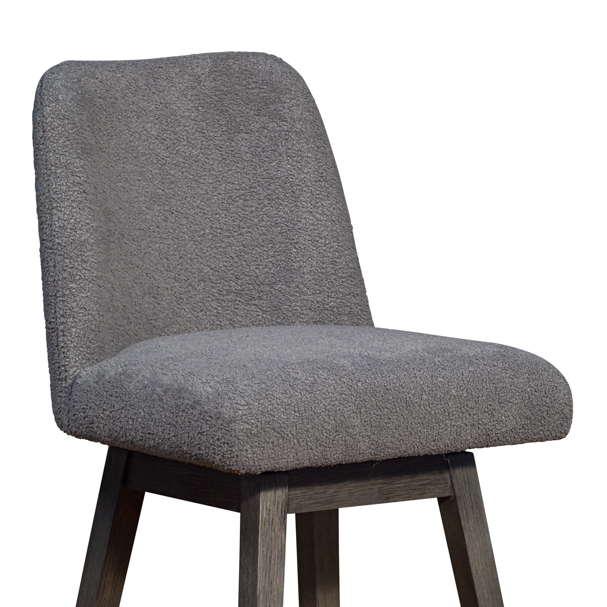 Amalie Swivel Bar Stool in Grey Oak Wood Finish with Grey Boucle Fabric By Armen Living - Image 7