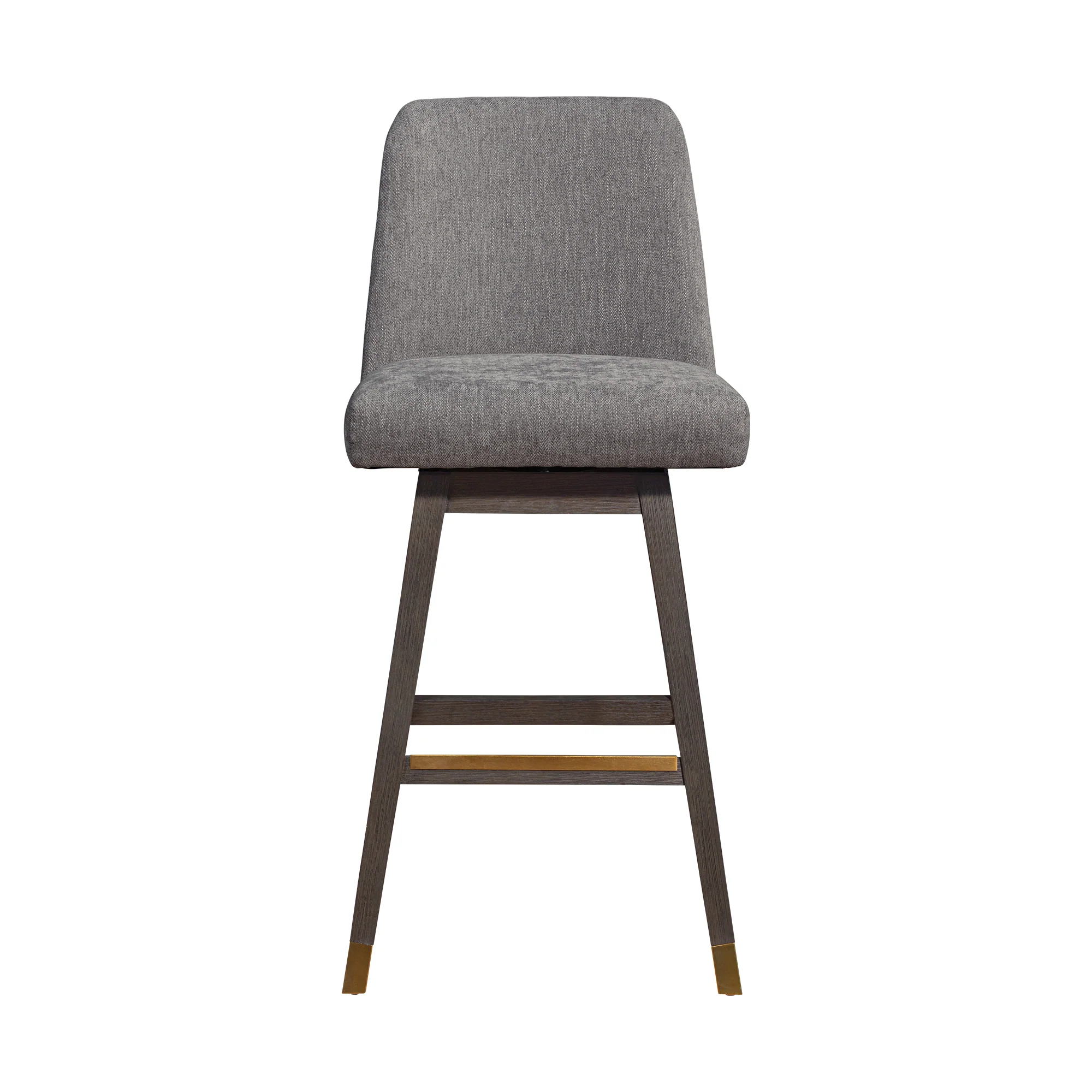 Amalie Swivel Bar Stool in Grey Oak Wood Finish with Mocha Fabric By Armen Living - Image 4