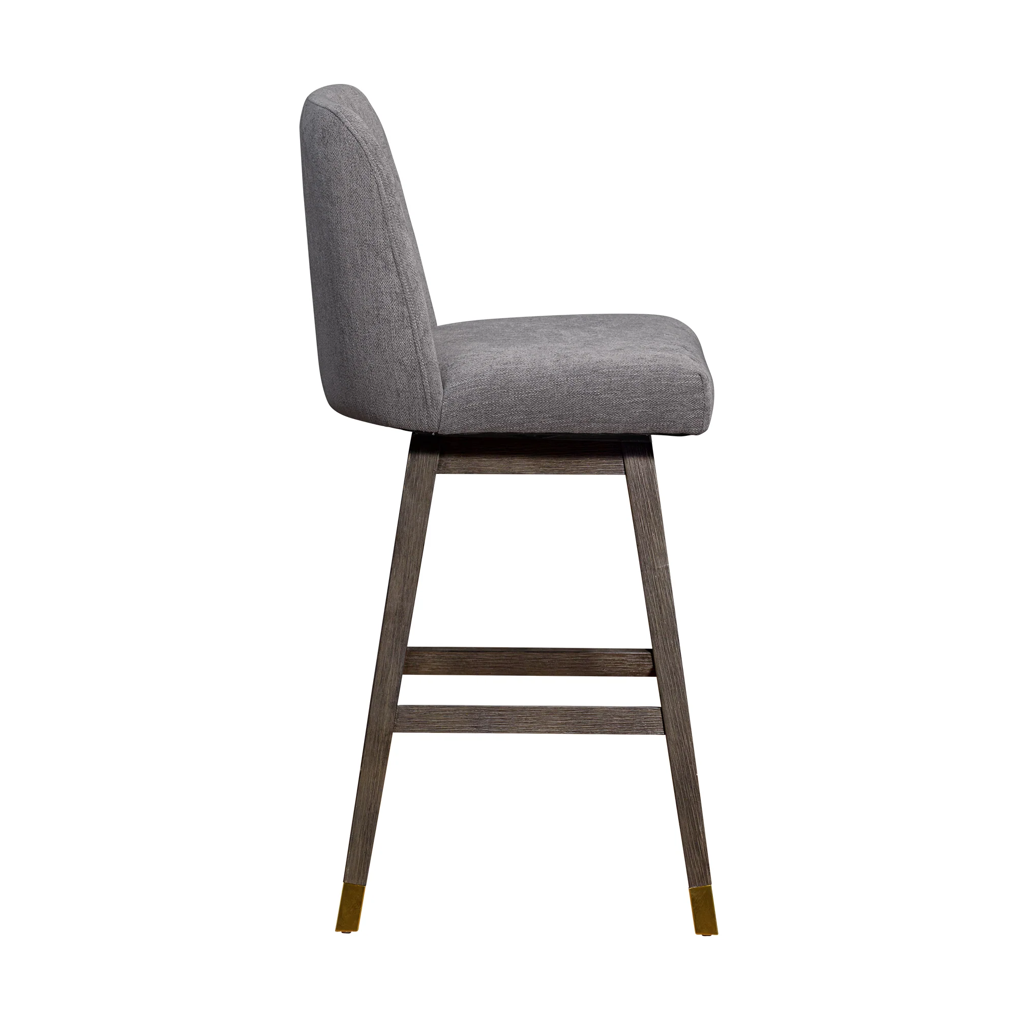 Amalie Swivel Bar Stool in Grey Oak Wood Finish with Mocha Fabric By Armen Living - Image 5