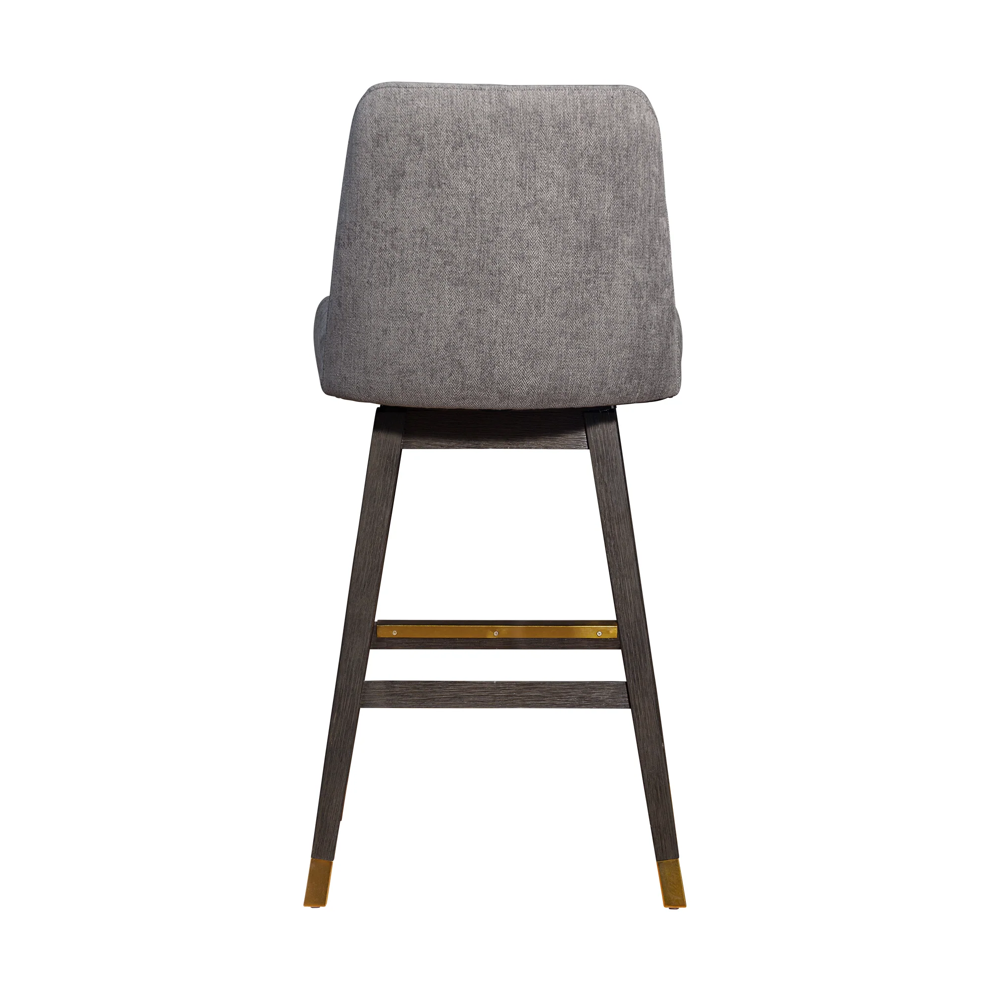 Amalie Swivel Bar Stool in Grey Oak Wood Finish with Mocha Fabric By Armen Living - Image 6