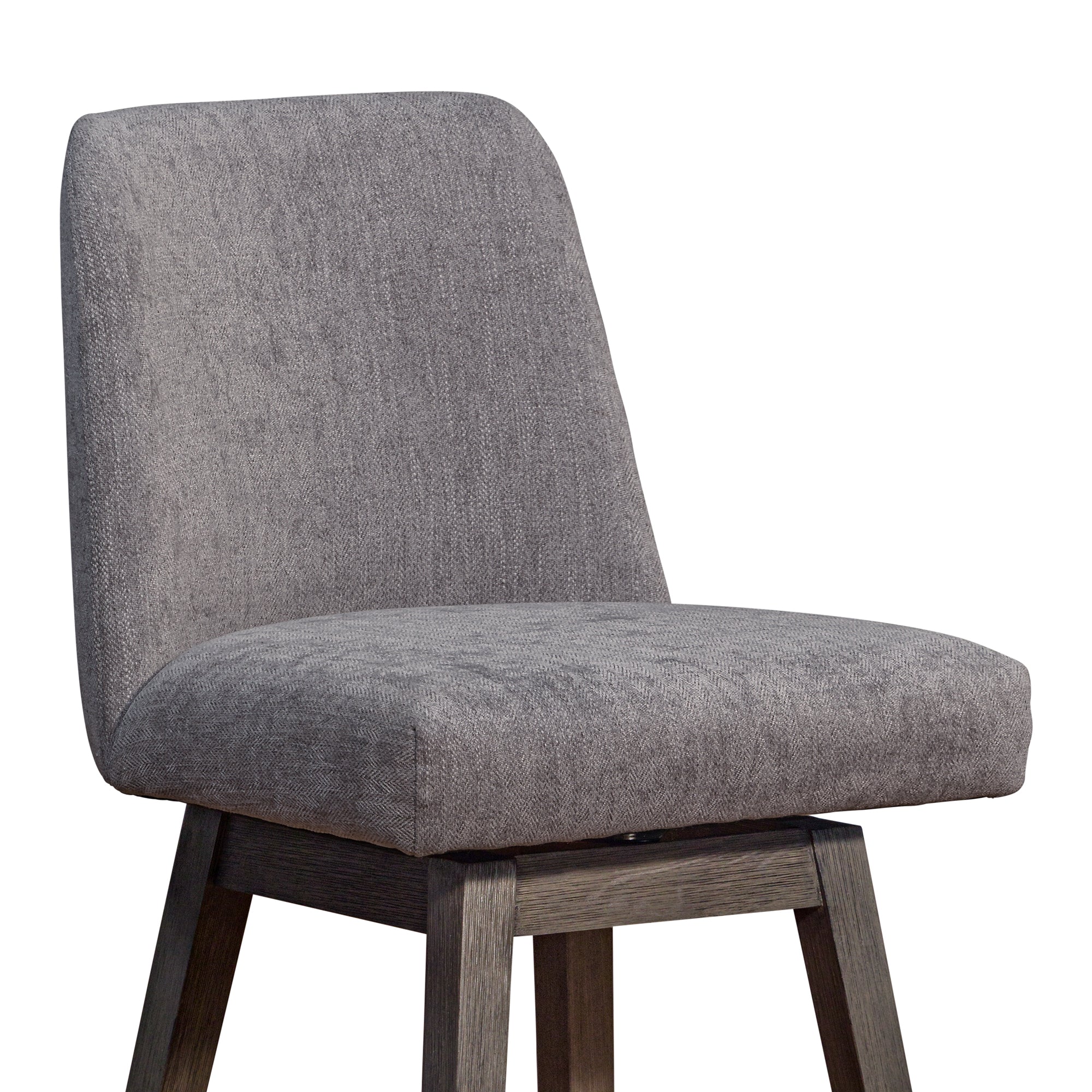 Amalie Swivel Bar Stool in Grey Oak Wood Finish with Mocha Fabric By Armen Living - Image 7