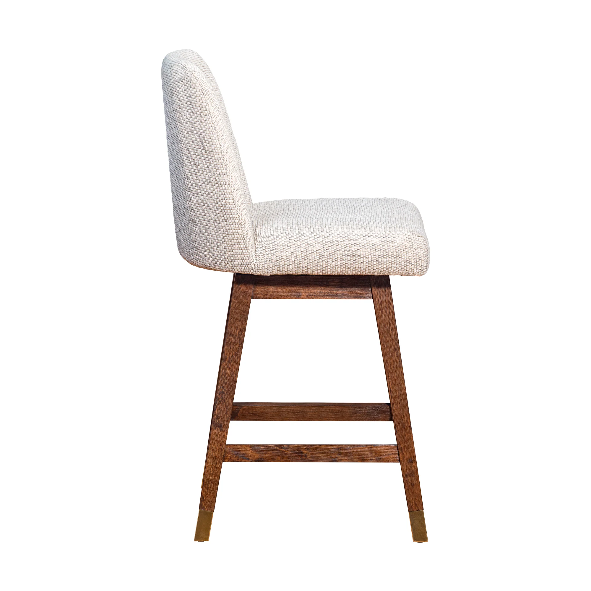 Amalie Swivel Counter Stool in Brown Oak Wood Finish with Beige Fabric By Armen Living - Image 5