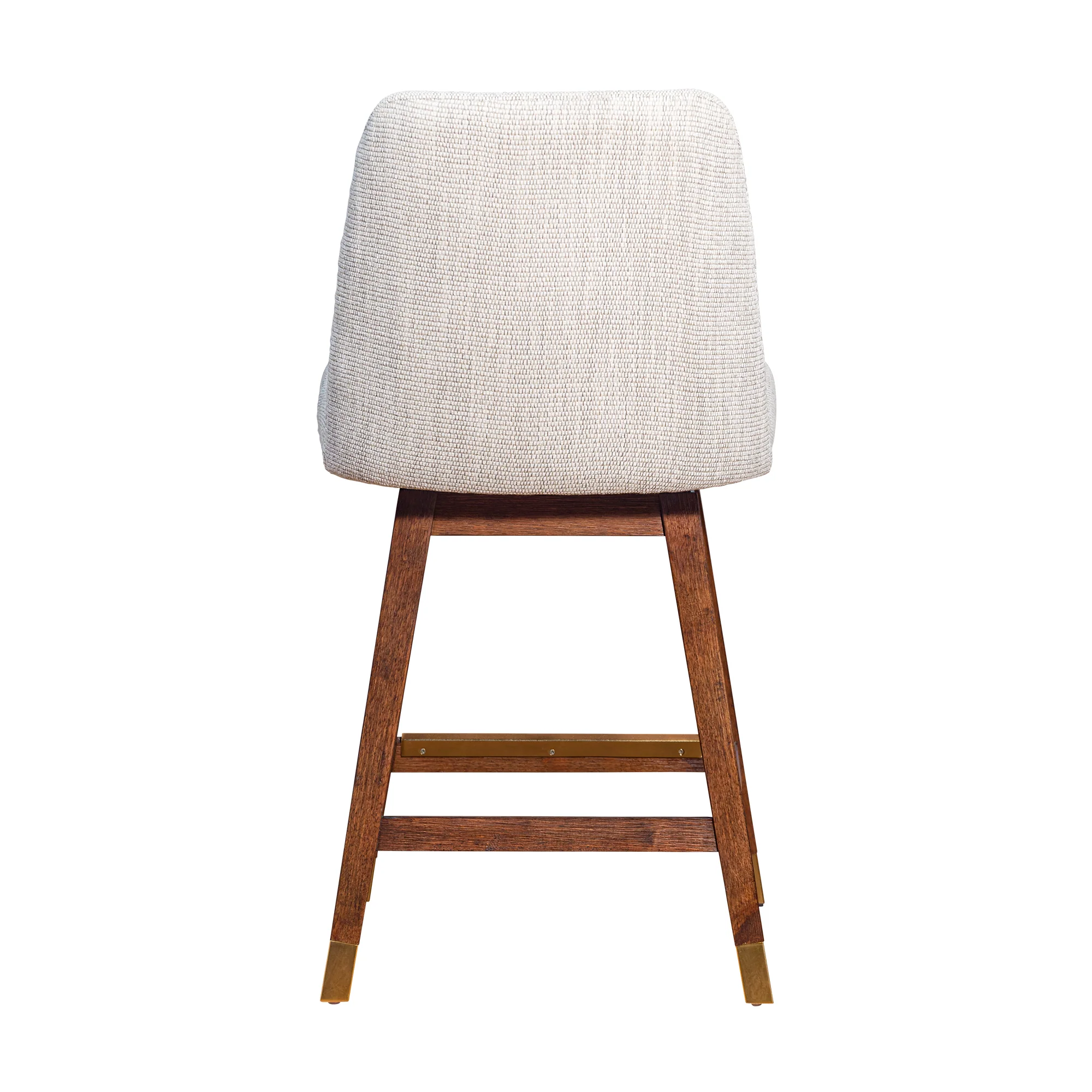 Amalie Swivel Counter Stool in Brown Oak Wood Finish with Beige Fabric By Armen Living - Image 6
