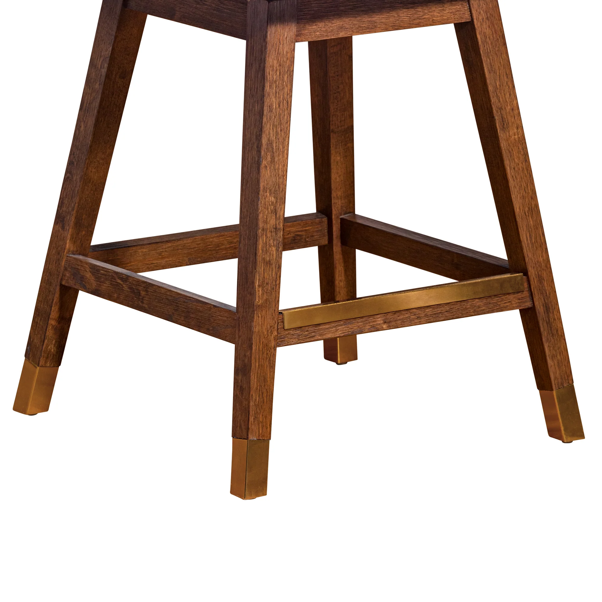 Amalie Swivel Counter Stool in Brown Oak Wood Finish with Beige Fabric By Armen Living - Image 8