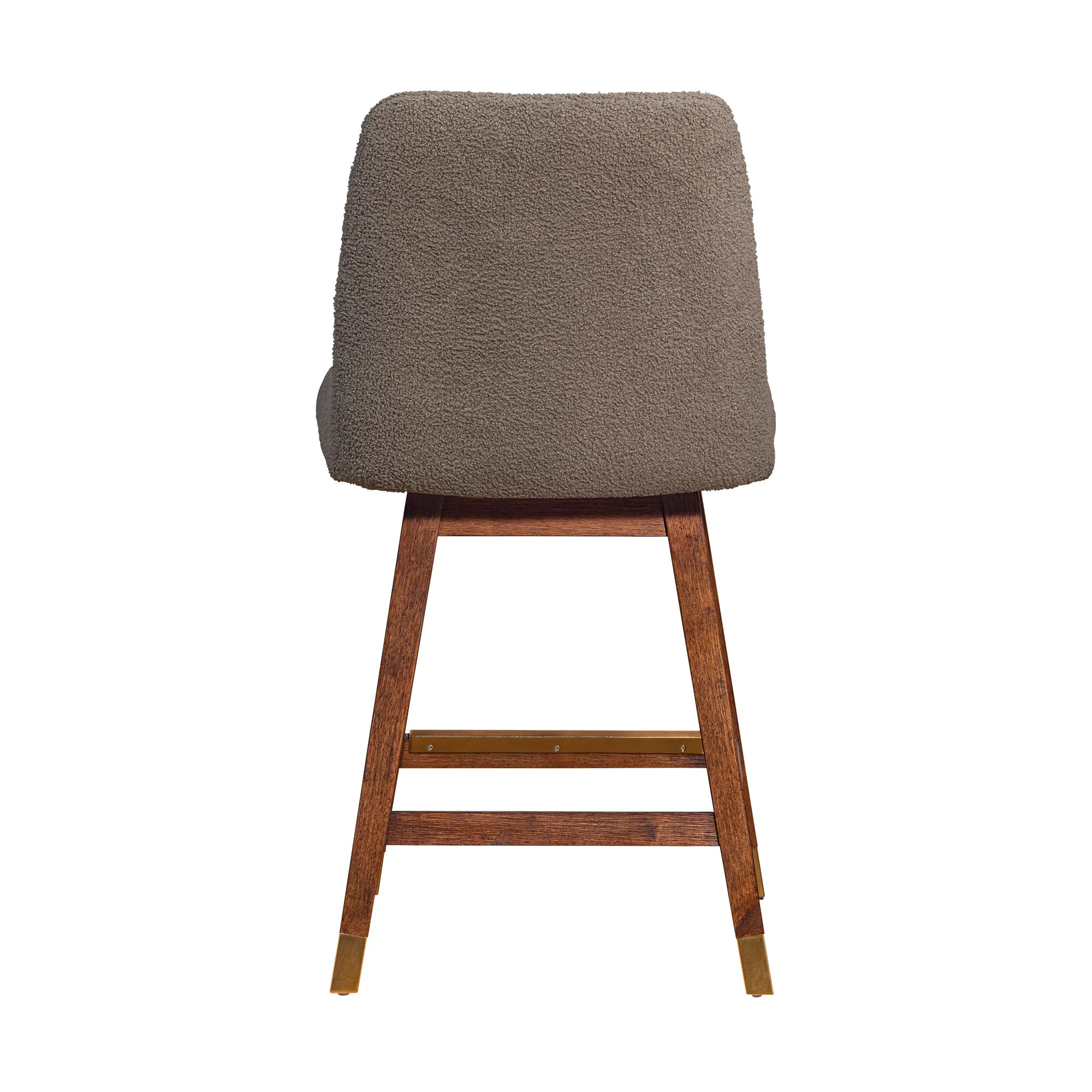 Amalie Swivel Counter Stool in Brown Oak Wood Finish with Taupe Boucle Fabric By Armen Living - Image 6