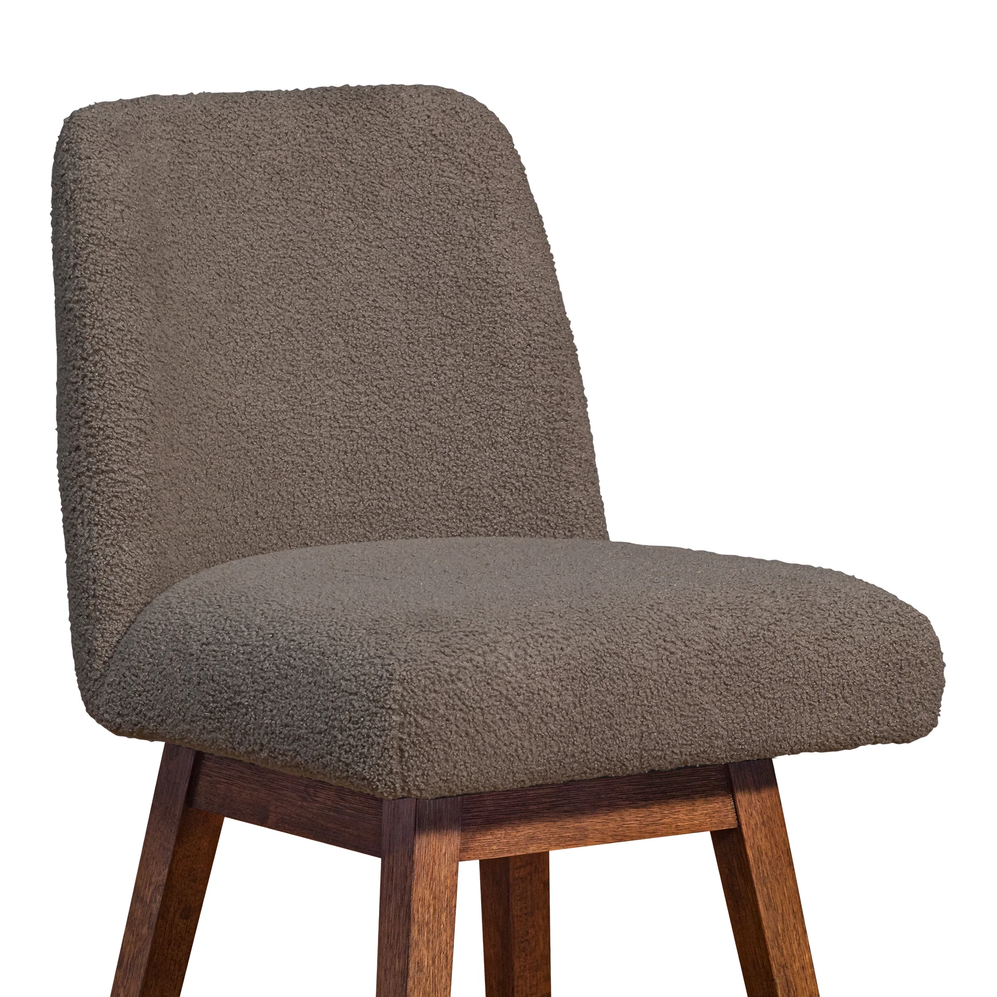 Amalie Swivel Counter Stool in Brown Oak Wood Finish with Taupe Boucle Fabric By Armen Living - Image 7