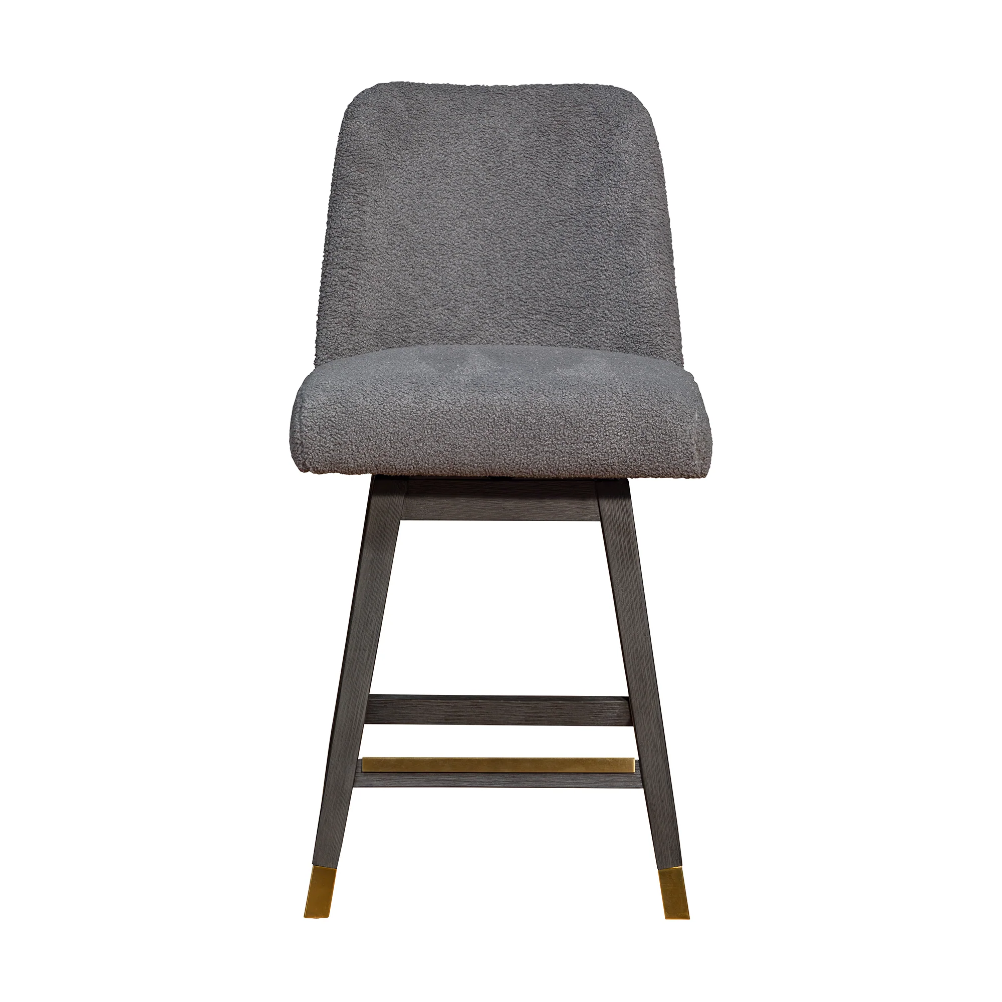 Amalie Swivel Counter Stool in Grey Oak Wood Finish with Grey Boucle Fabric By Armen Living - Image 4