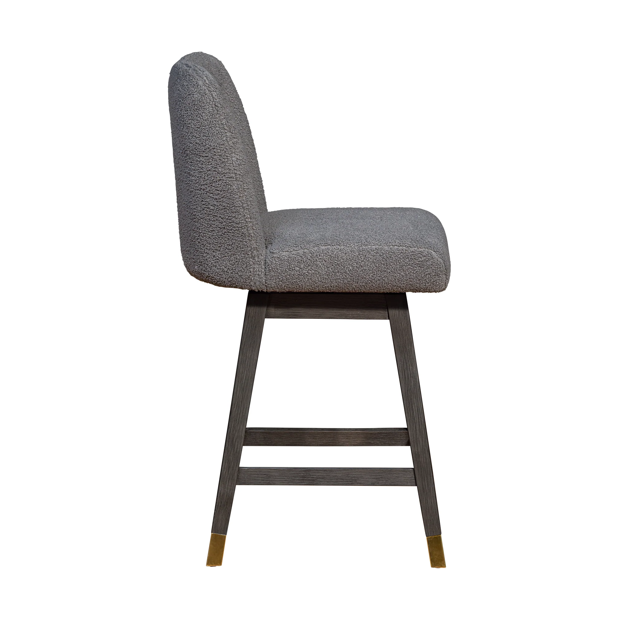 Amalie Swivel Counter Stool in Grey Oak Wood Finish with Grey Boucle Fabric By Armen Living - Image 5