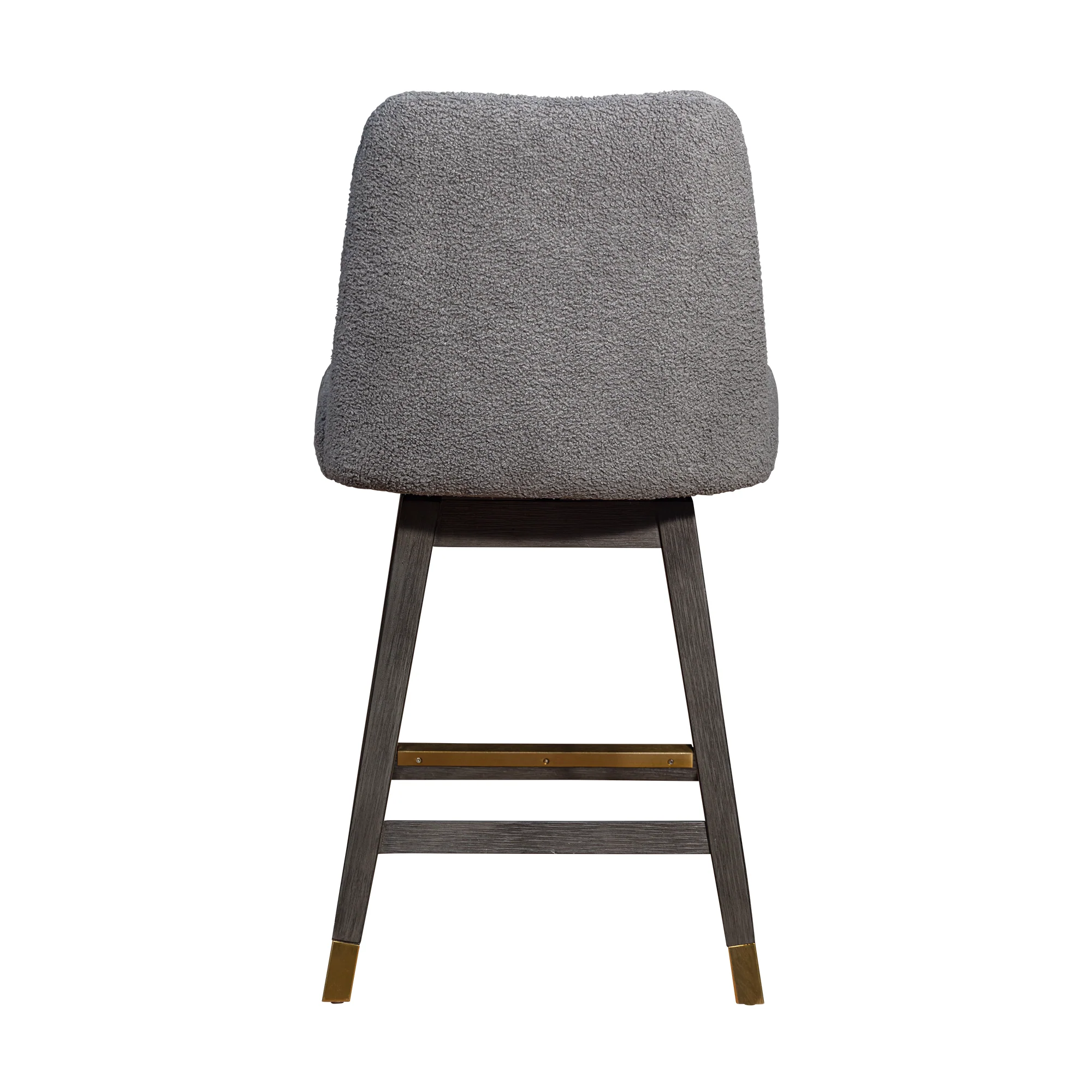 Amalie Swivel Counter Stool in Grey Oak Wood Finish with Grey Boucle Fabric By Armen Living - Image 6