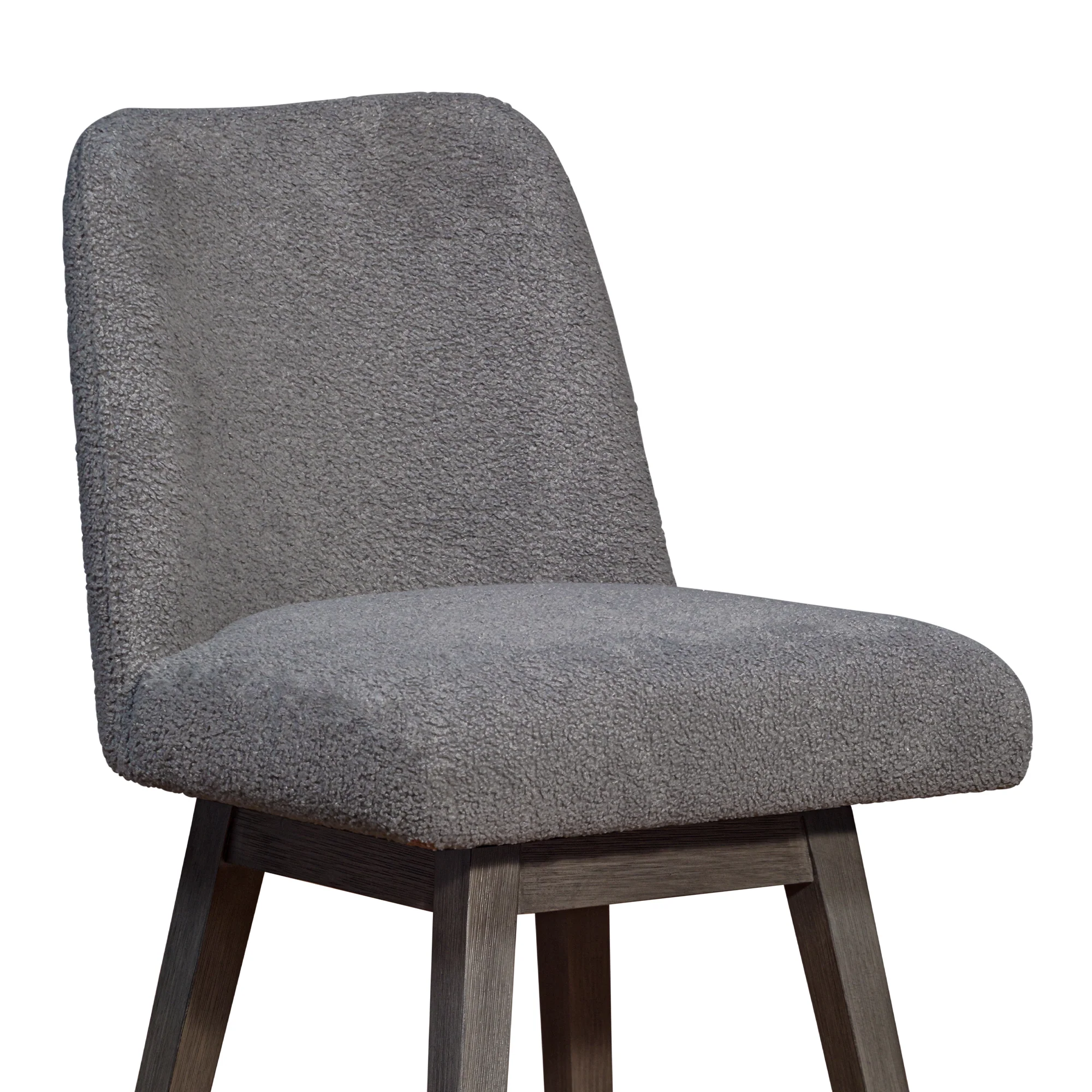 Amalie Swivel Counter Stool in Grey Oak Wood Finish with Grey Boucle Fabric By Armen Living - Image 7