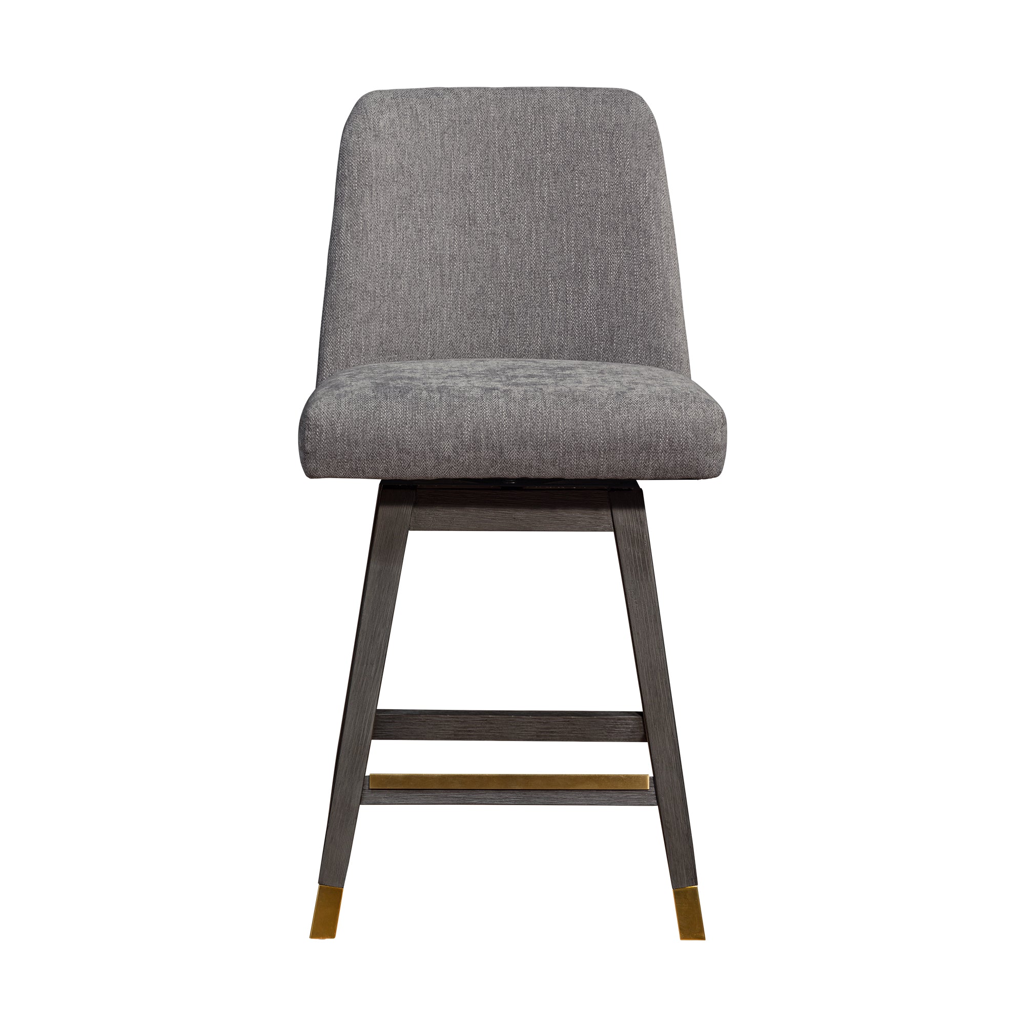 Amalie Swivel Counter Stool in Grey Oak Wood Finish with Mocha Fabric By Armen Living - Image 4