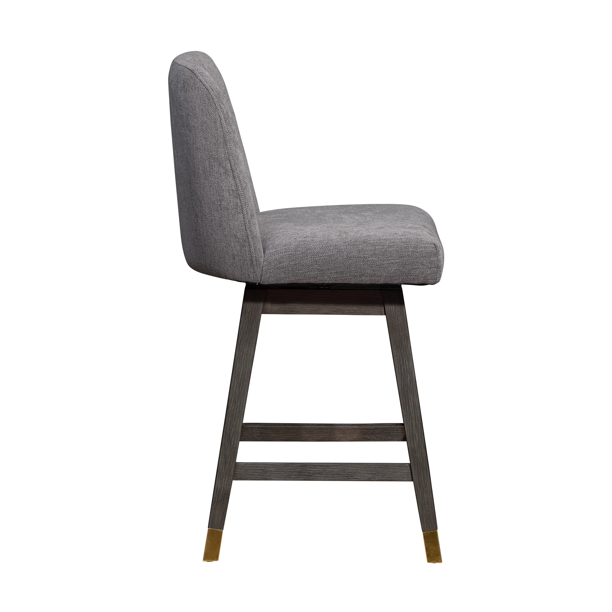 Amalie Swivel Counter Stool in Grey Oak Wood Finish with Mocha Fabric By Armen Living - Image 5
