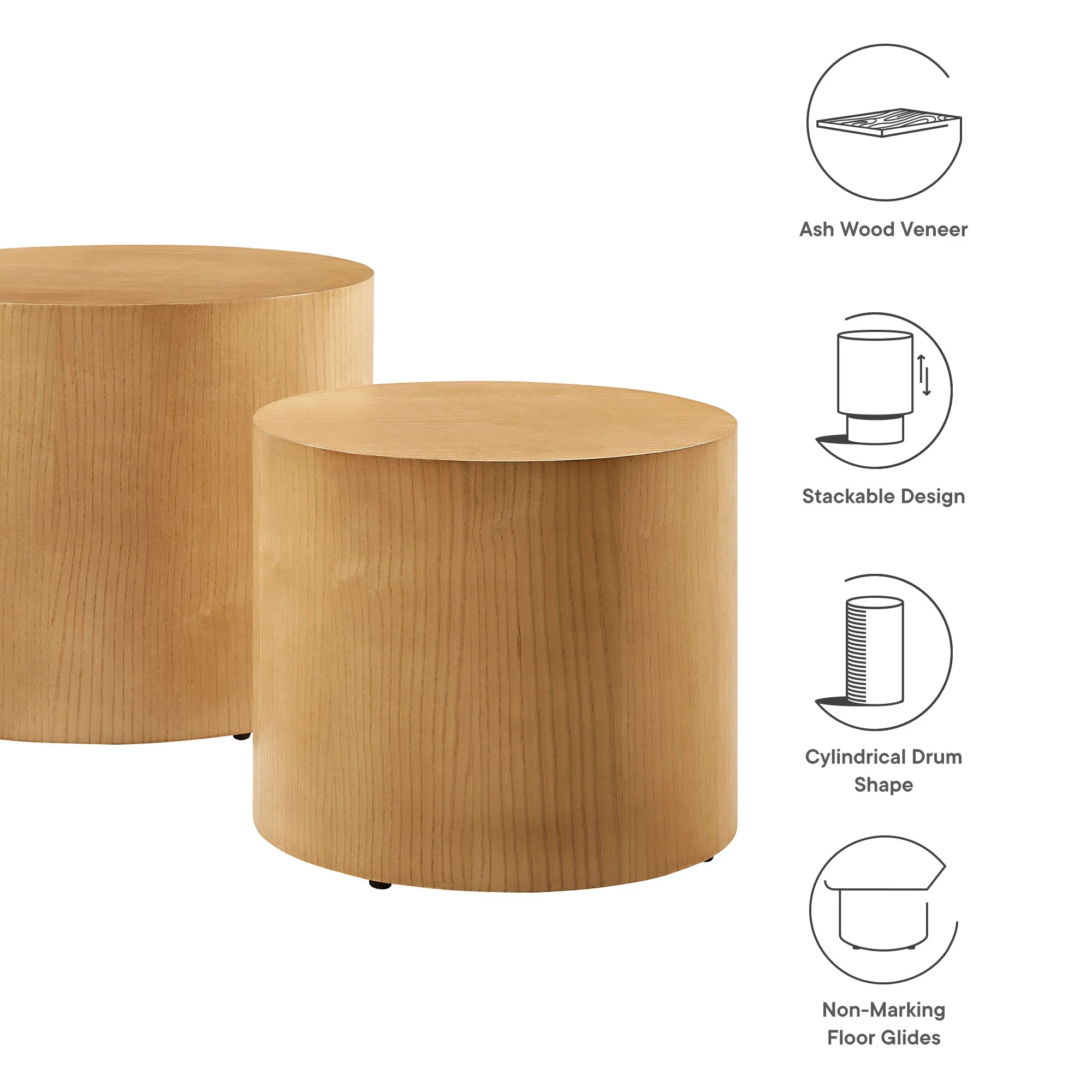Amani Round Nesting Coffee Tables Set of 2 by Modway - Image 21