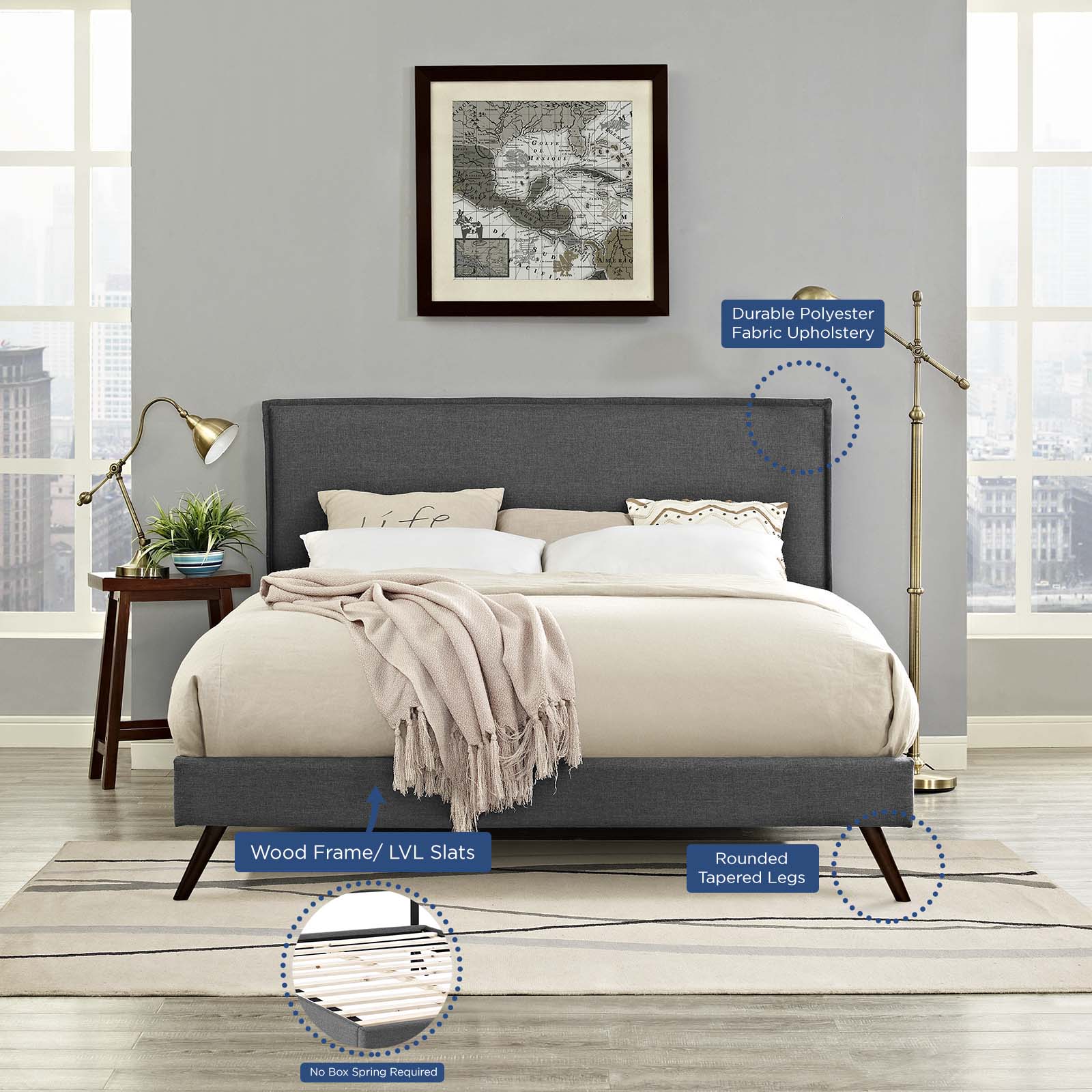 Amaris Queen Fabric Platform Bed with Round Splayed Legs By Modway - MOD-5904 - Image 12