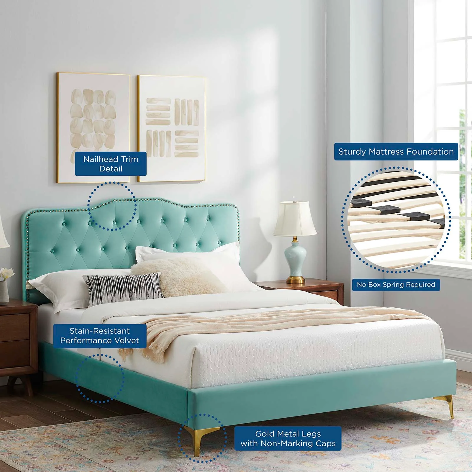 Amber Performance Velvet Queen Platform Bed By Modway - MOD-6775 - Image 52