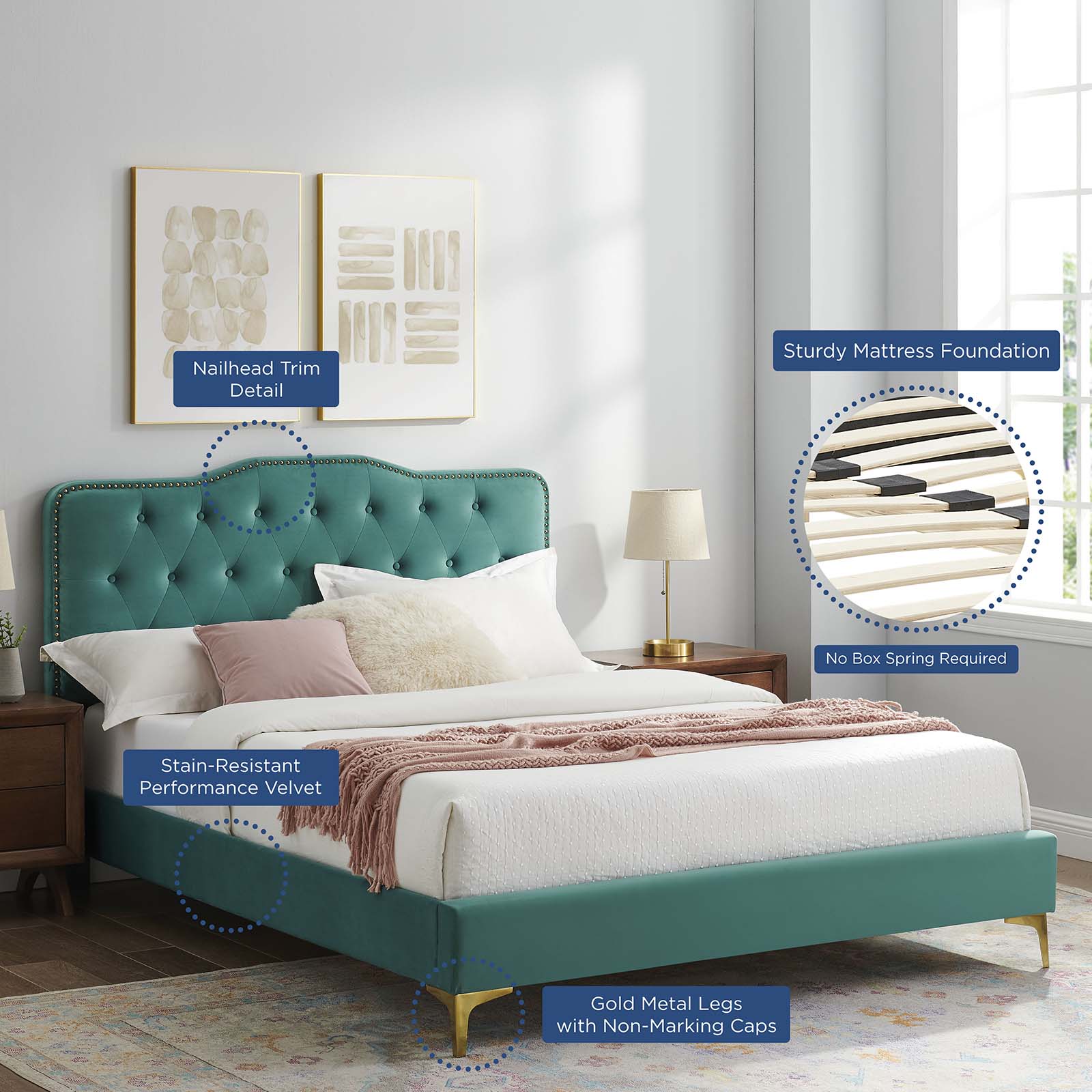 Amber Tufted Performance Velvet Twin Platform Bed By Modway - MOD-6778 - Image 97