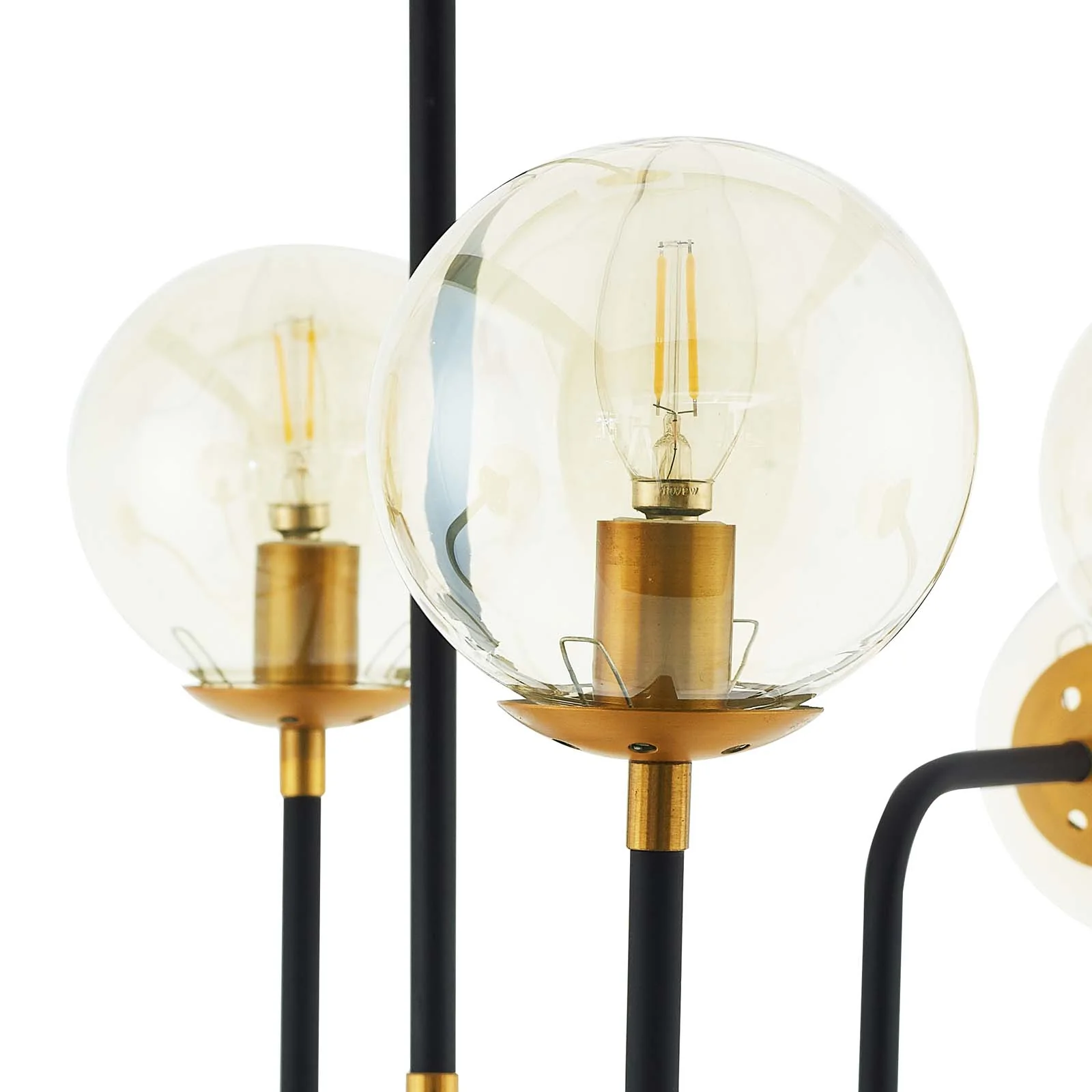Ambition Amber Glass And Antique Brass 12 Light Pendant Chandelier By Modway - EEI-2884 - Image 3