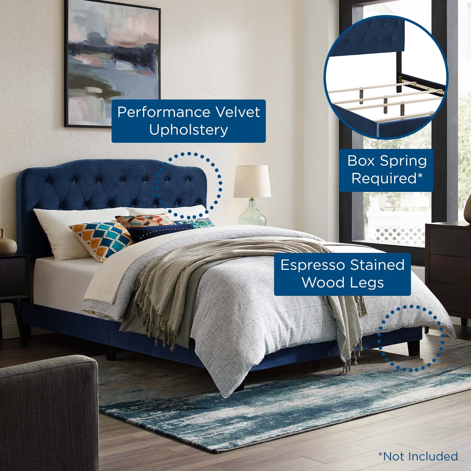 Amelia King Performance Velvet Bed By Modway - MOD-5865 - Image 12