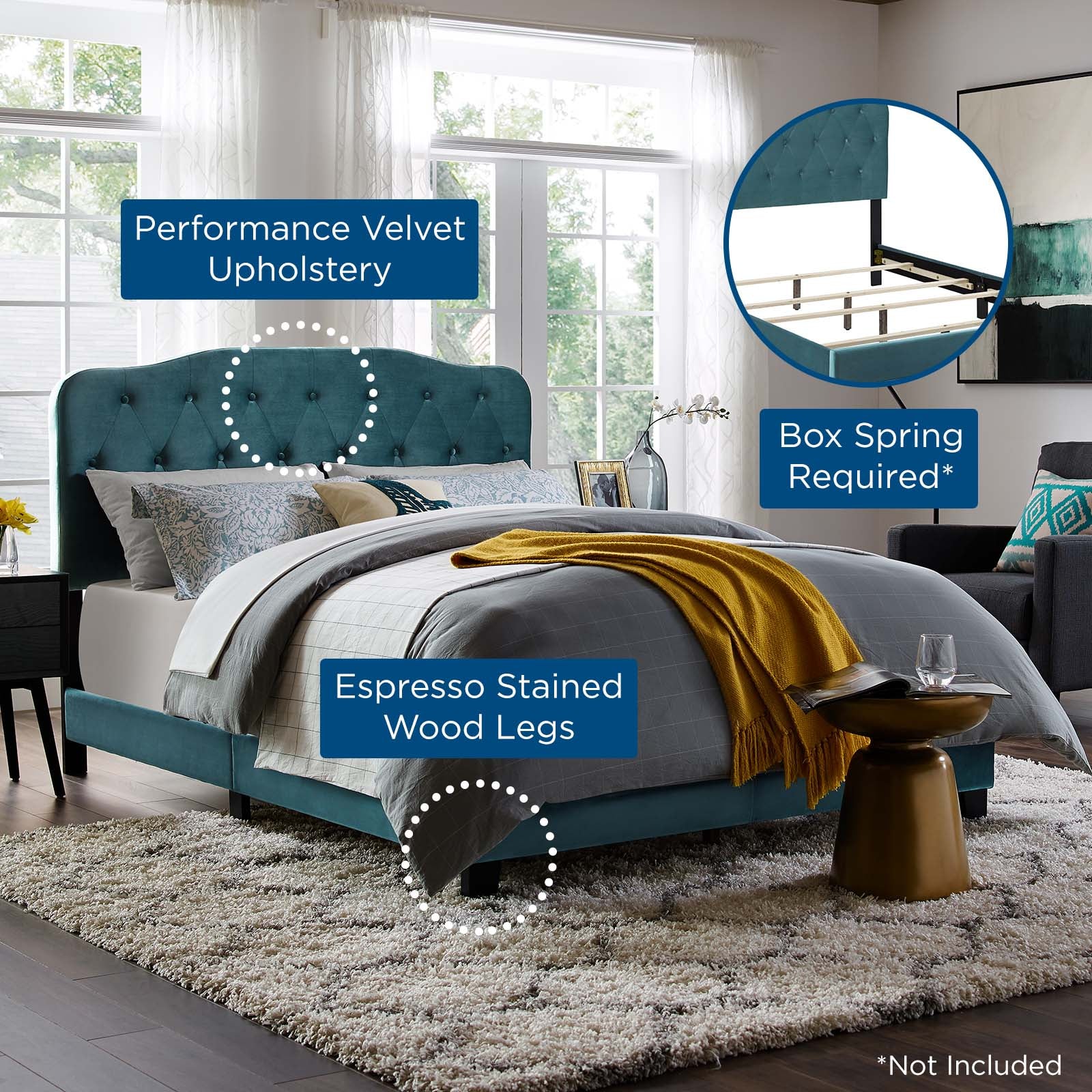 Amelia Twin Performance Velvet Bed By Modway - MOD-5862 - Image 6