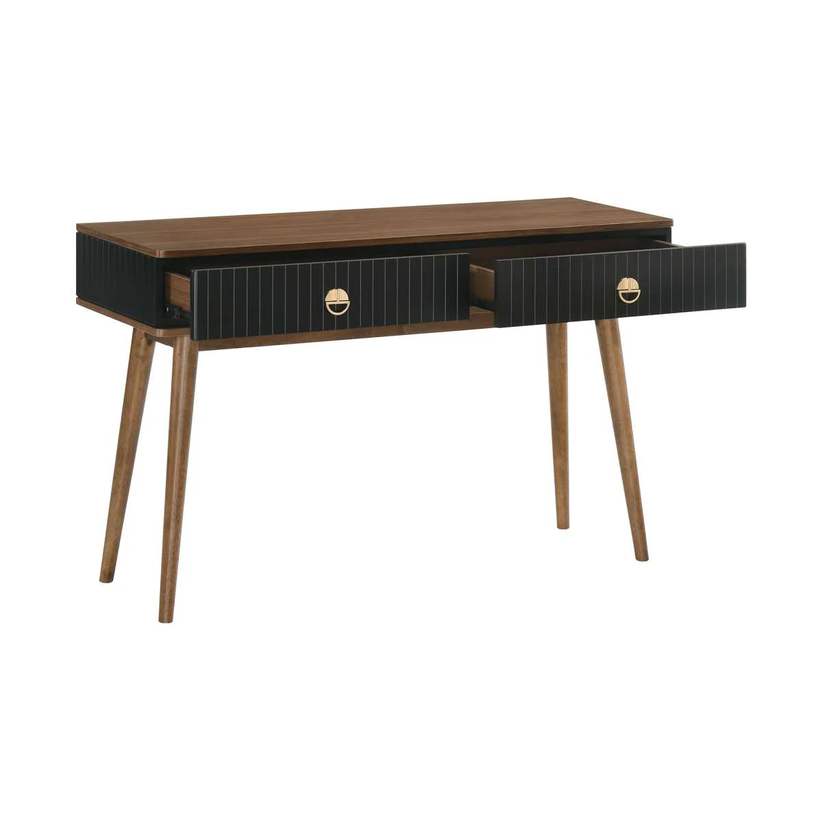 Amigo Black Veneer and Walnut Wood Console Table By Armen Living - Image 3